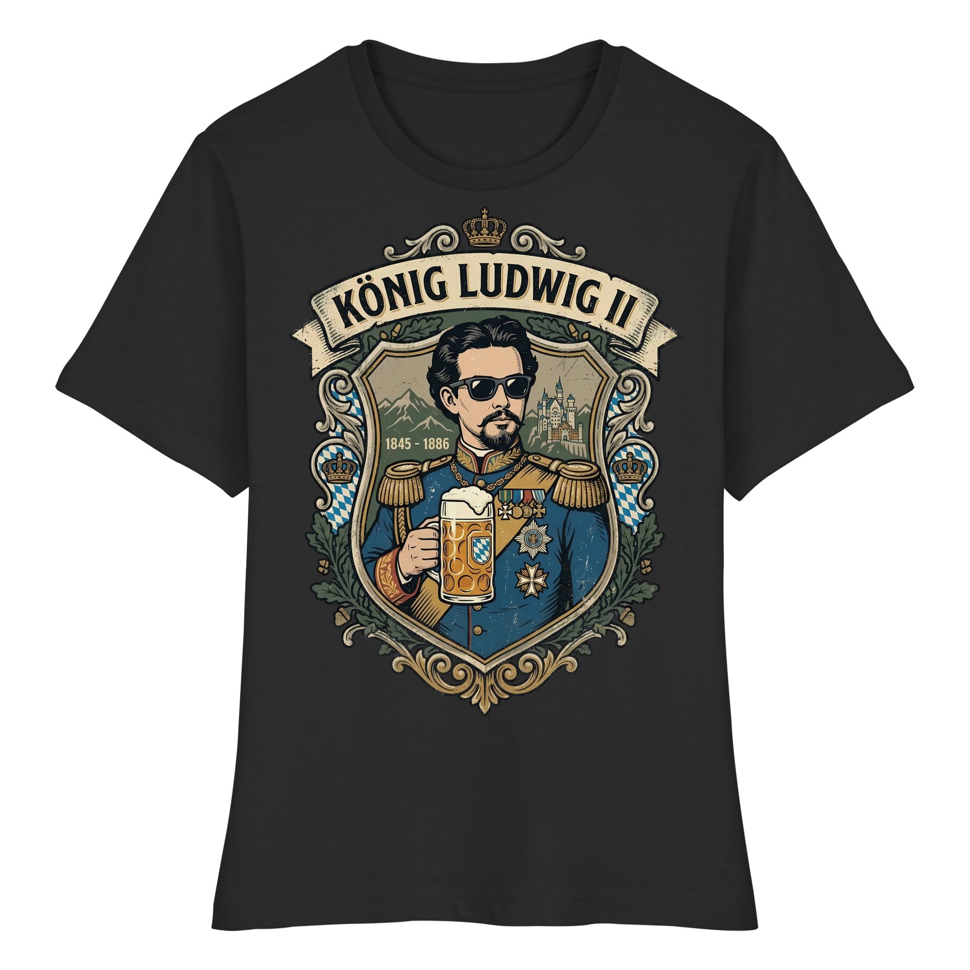 KÖNIG LUDWIG II - Fitted Ladies Organic Shirt - BayrischerHumor