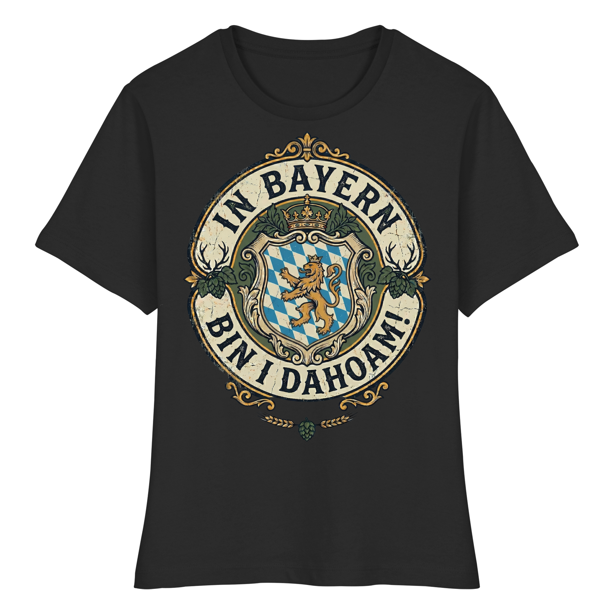 IN BAYERN BIN I DAHOAM! - Fitted Ladies Organic Shirt - BayrischerHumor