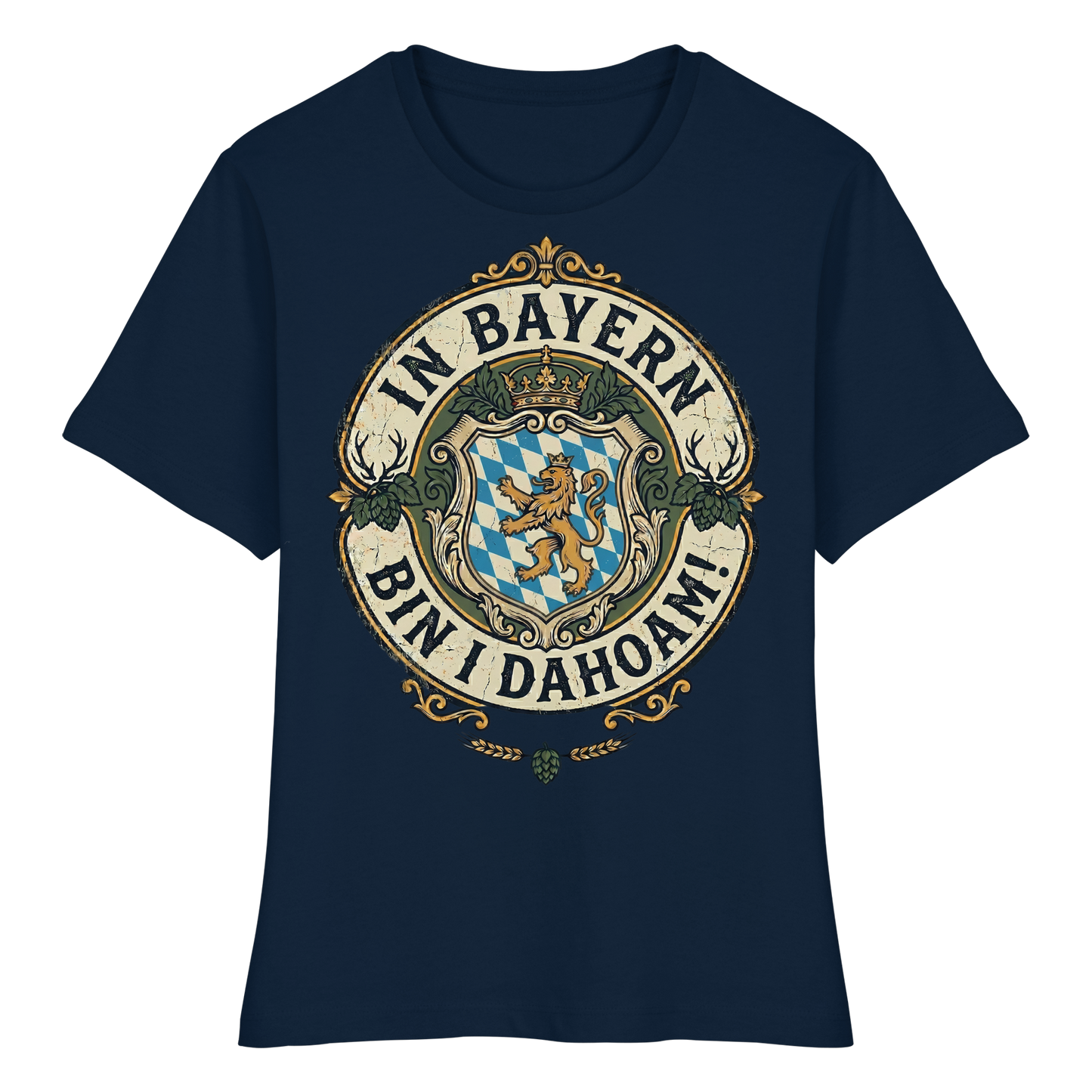 IN BAYERN BIN I DAHOAM! - Fitted Ladies Organic Shirt - BayrischerHumor
