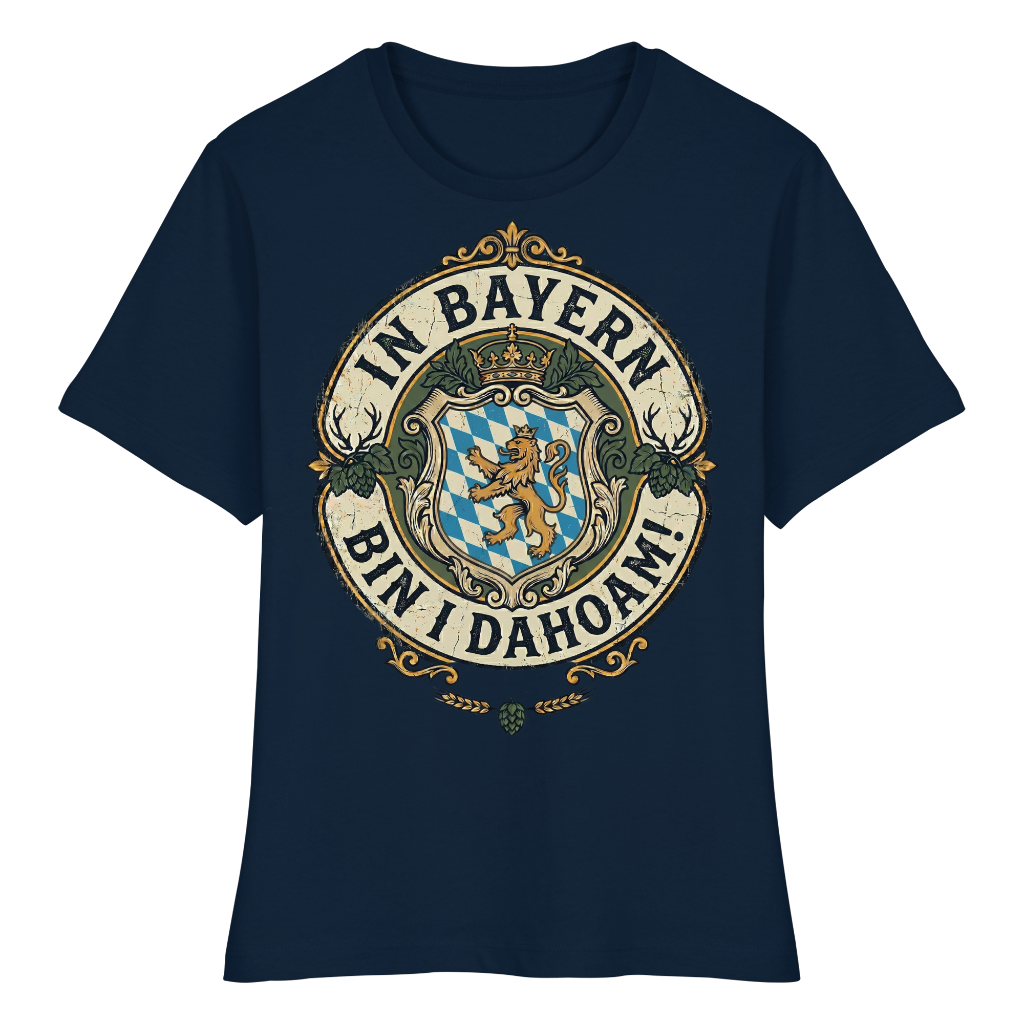 IN BAYERN BIN I DAHOAM! - Fitted Ladies Organic Shirt - BayrischerHumor