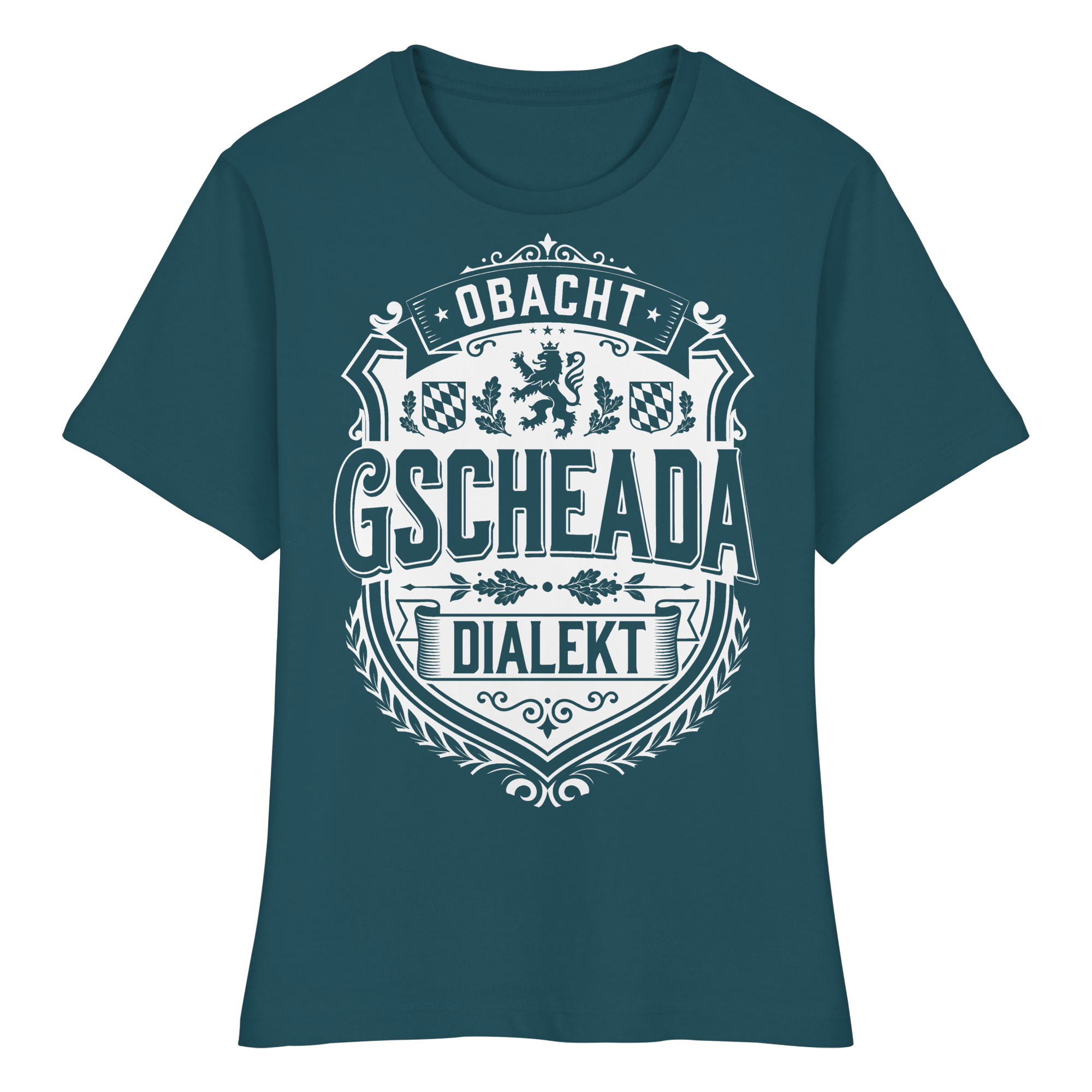 OBACHT GSCHEADA DIALEKT - Fitted Ladies Organic Shirt - BayrischerHumor