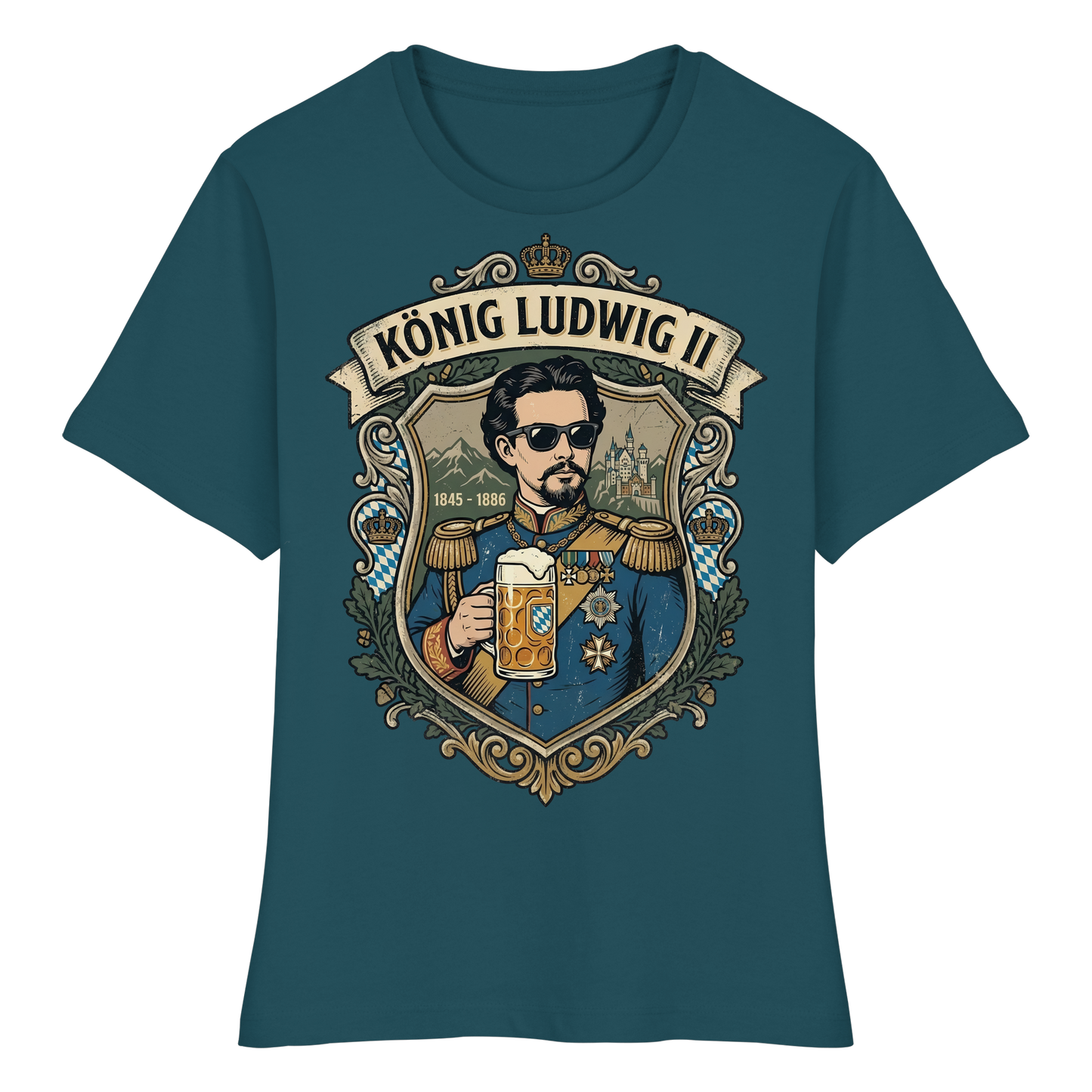 KÖNIG LUDWIG II - Fitted Ladies Organic Shirt - BayrischerHumor