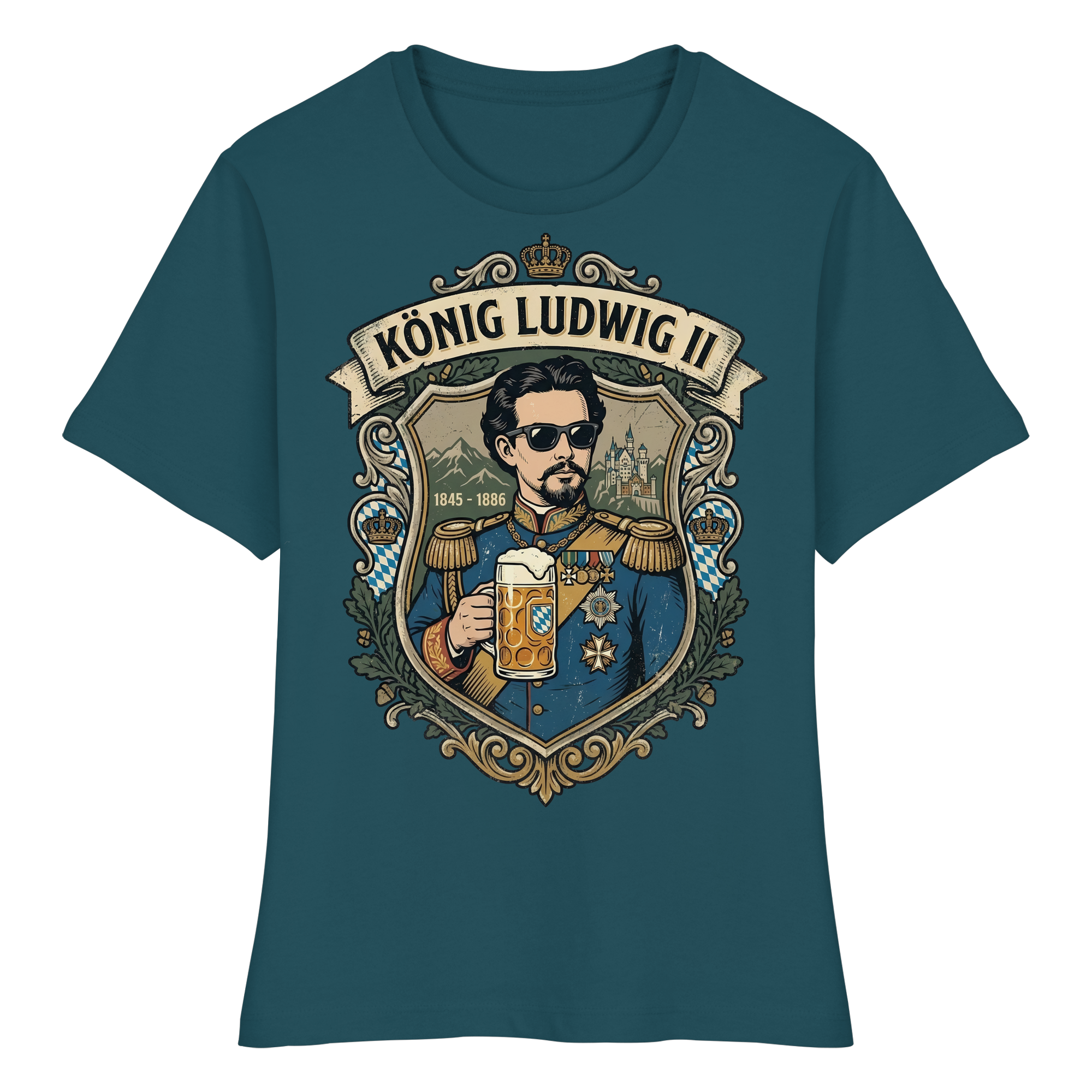 KÖNIG LUDWIG II - Fitted Ladies Organic Shirt - BayrischerHumor