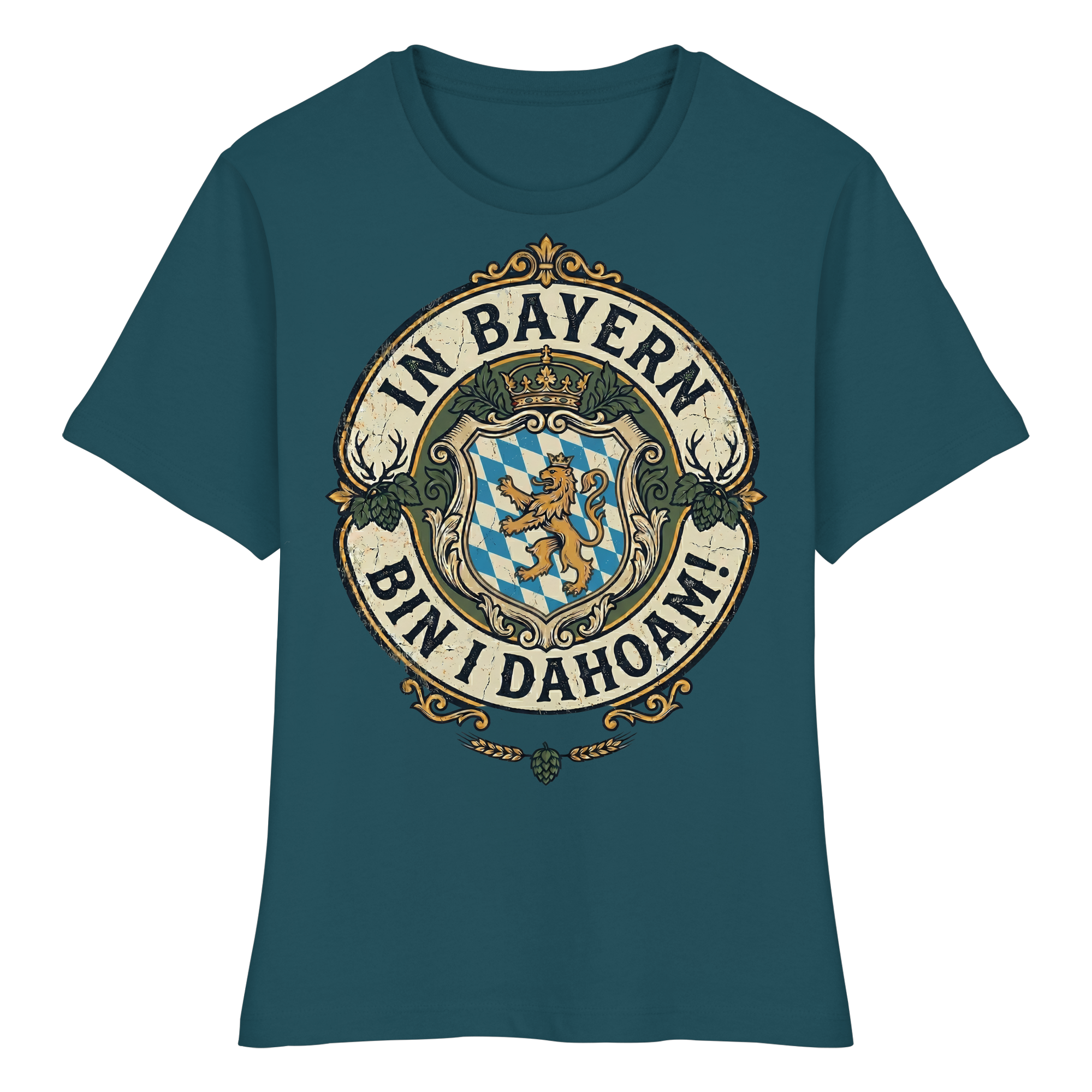 IN BAYERN BIN I DAHOAM! - Fitted Ladies Organic Shirt - BayrischerHumor