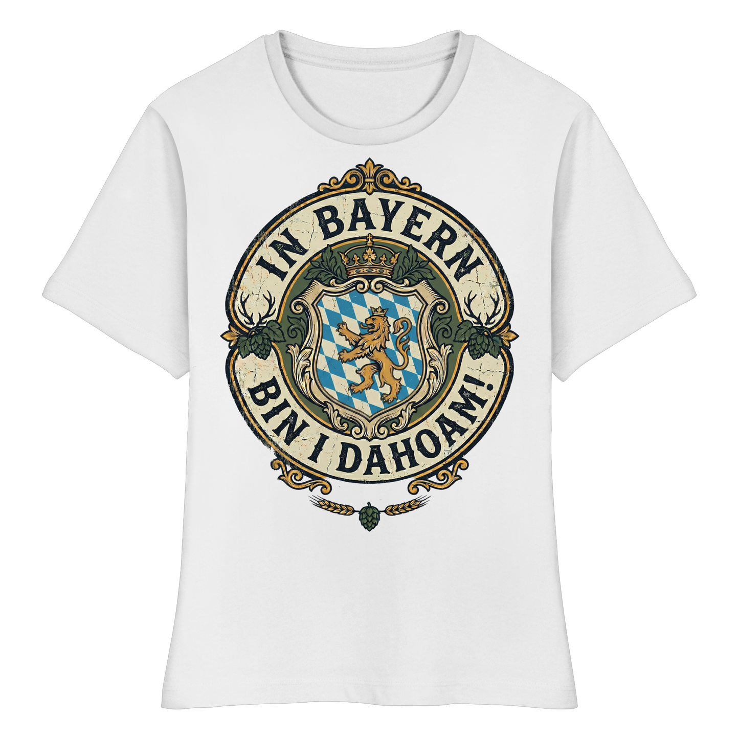 IN BAYERN BIN I DAHOAM! - Fitted Ladies Organic Shirt - BayrischerHumor