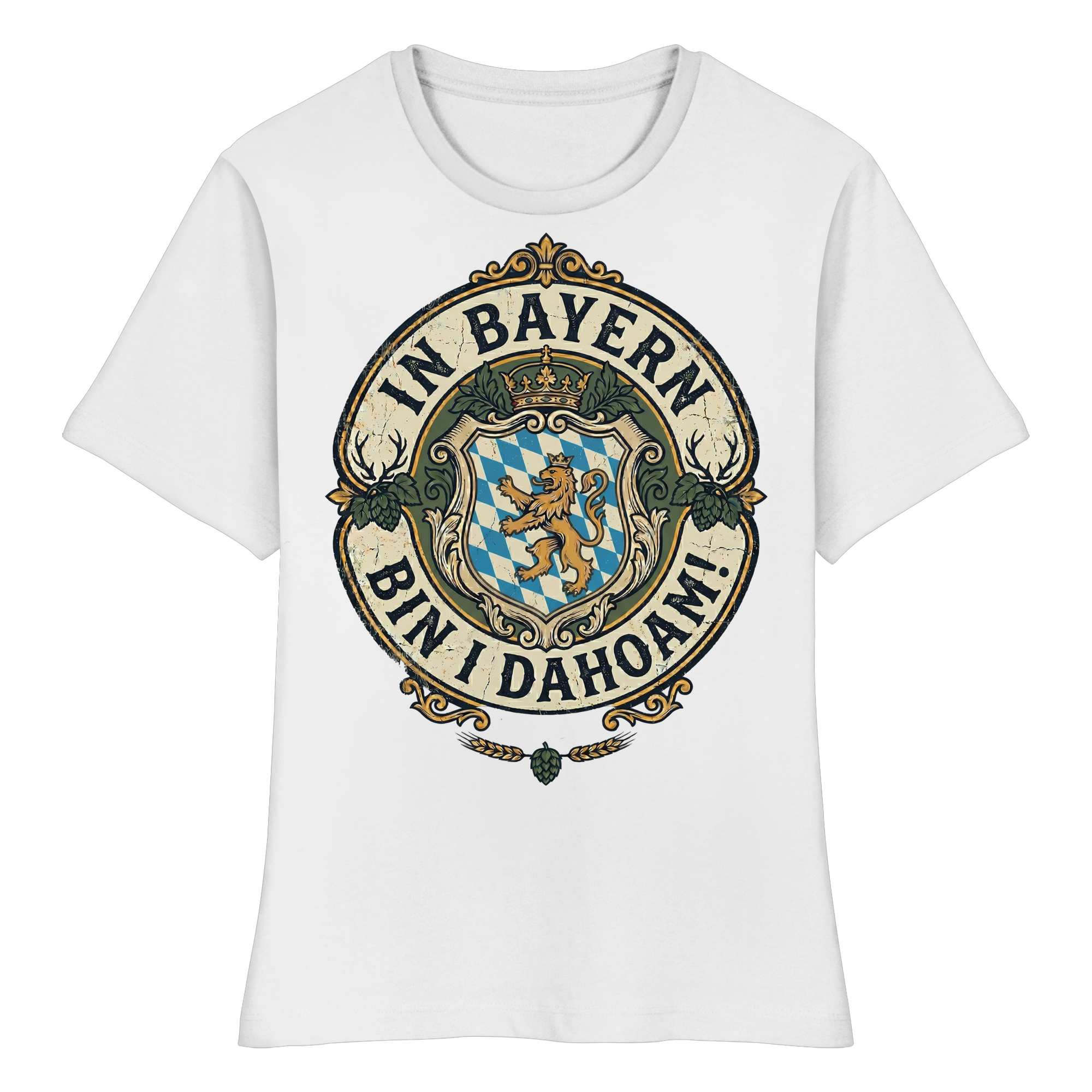 IN BAYERN BIN I DAHOAM! - Fitted Ladies Organic Shirt - BayrischerHumor