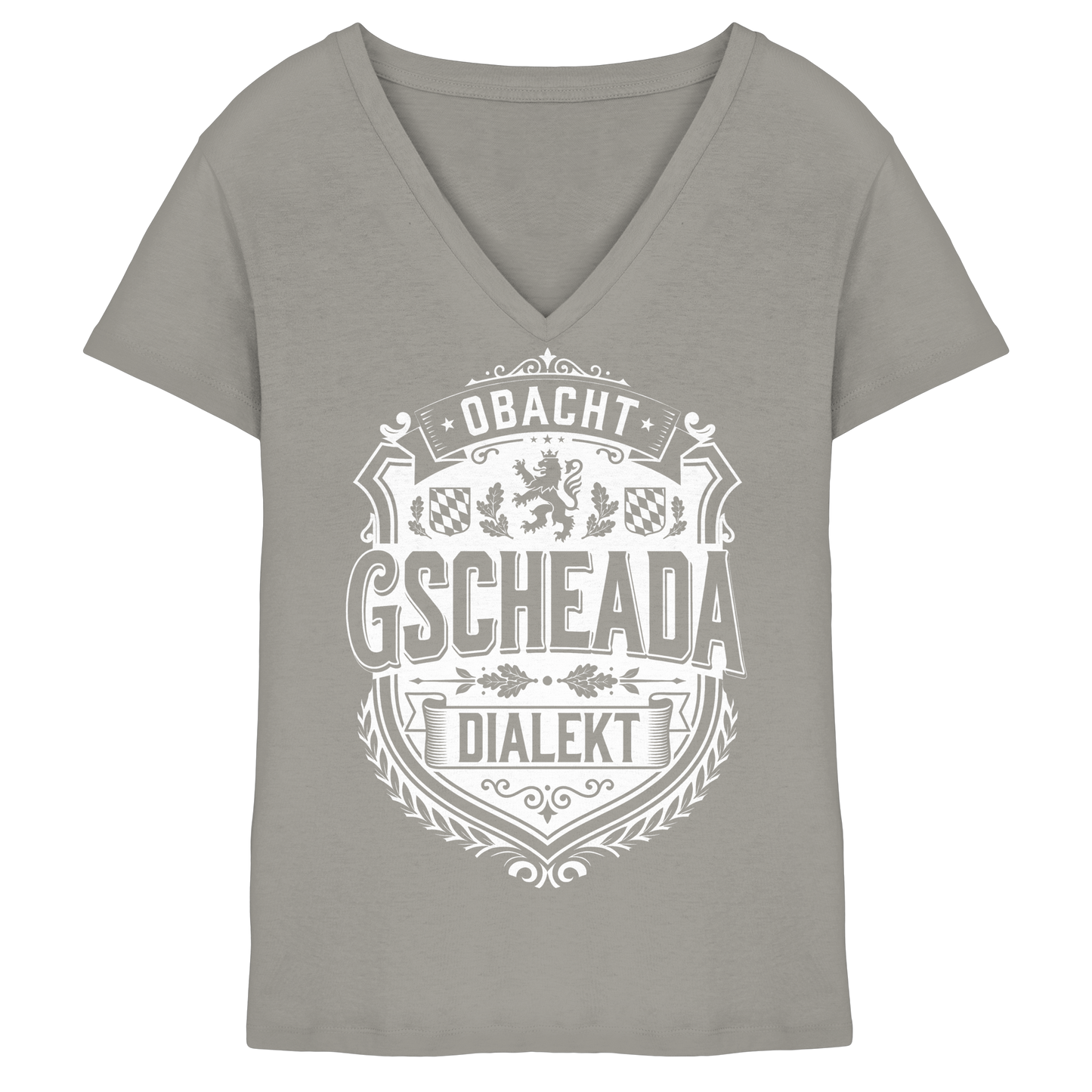 OBACHT GSCHEADA DIALEKT - Ladies V-Neck Shirt - BayrischerHumor