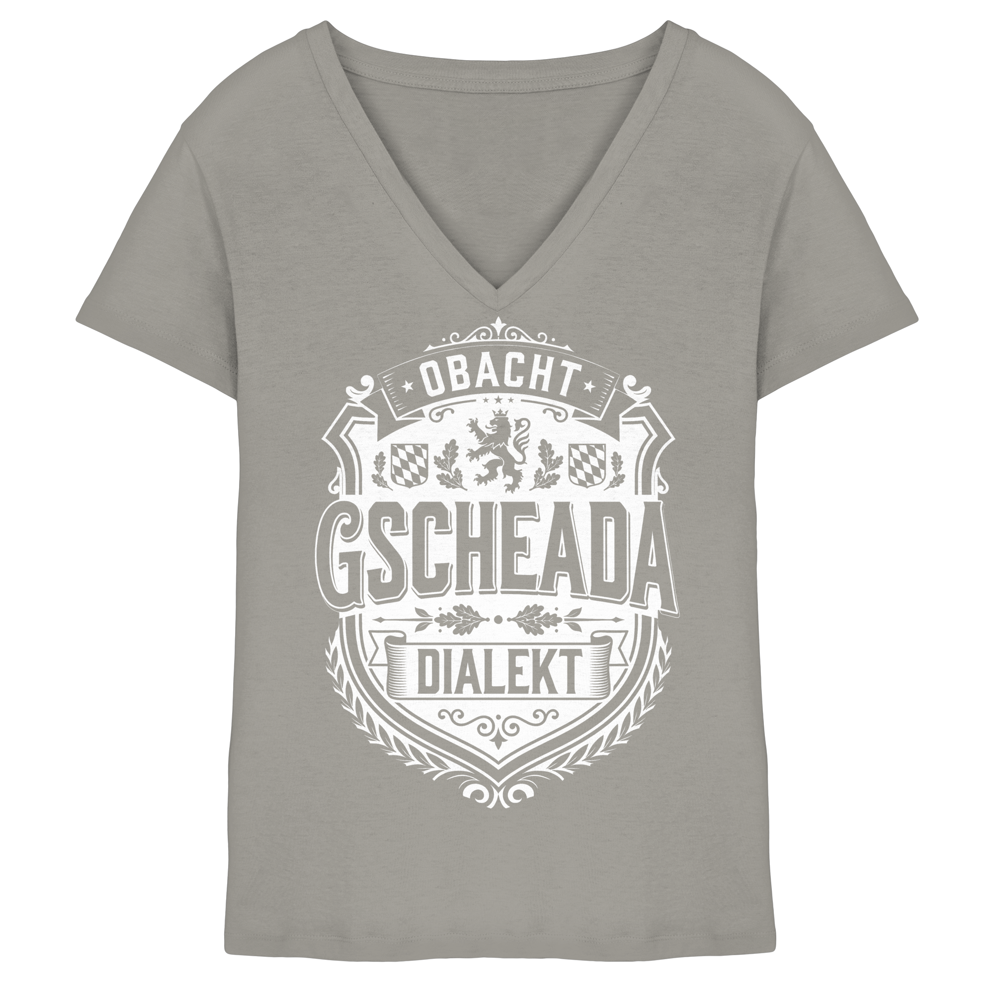 OBACHT GSCHEADA DIALEKT - Ladies V-Neck Shirt - BayrischerHumor
