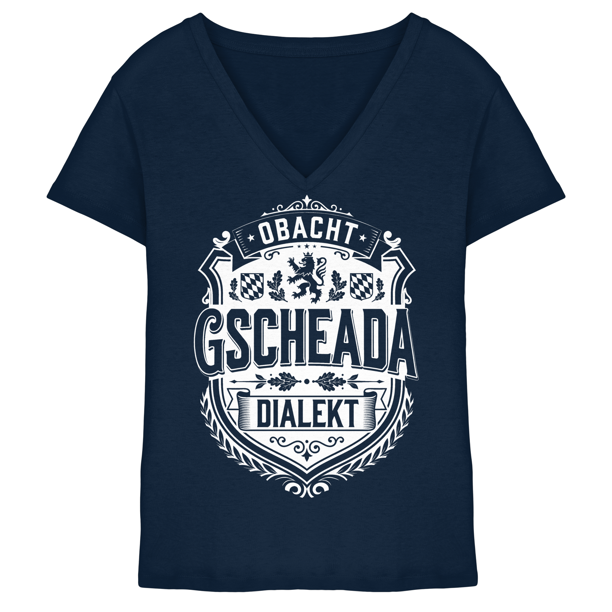 OBACHT GSCHEADA DIALEKT - Ladies V-Neck Shirt - BayrischerHumor