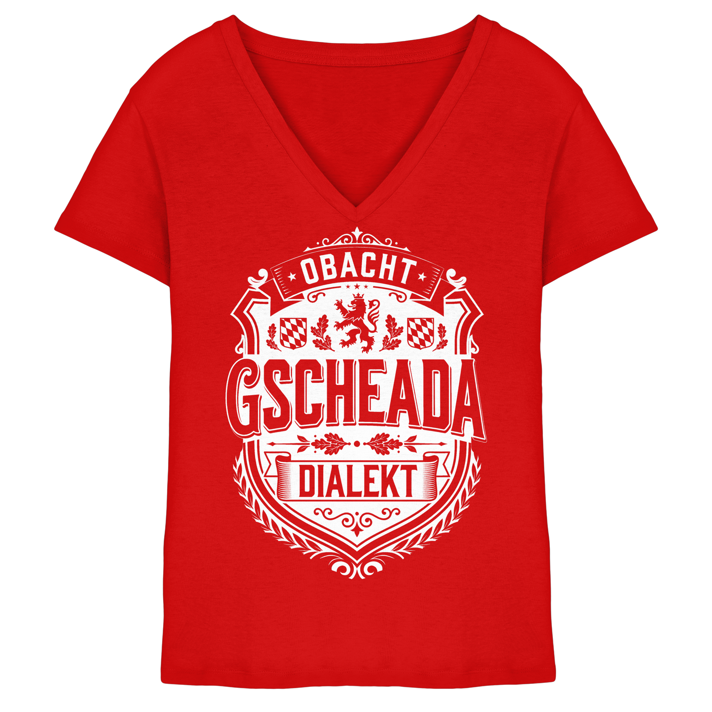 OBACHT GSCHEADA DIALEKT - Ladies V-Neck Shirt - BayrischerHumor