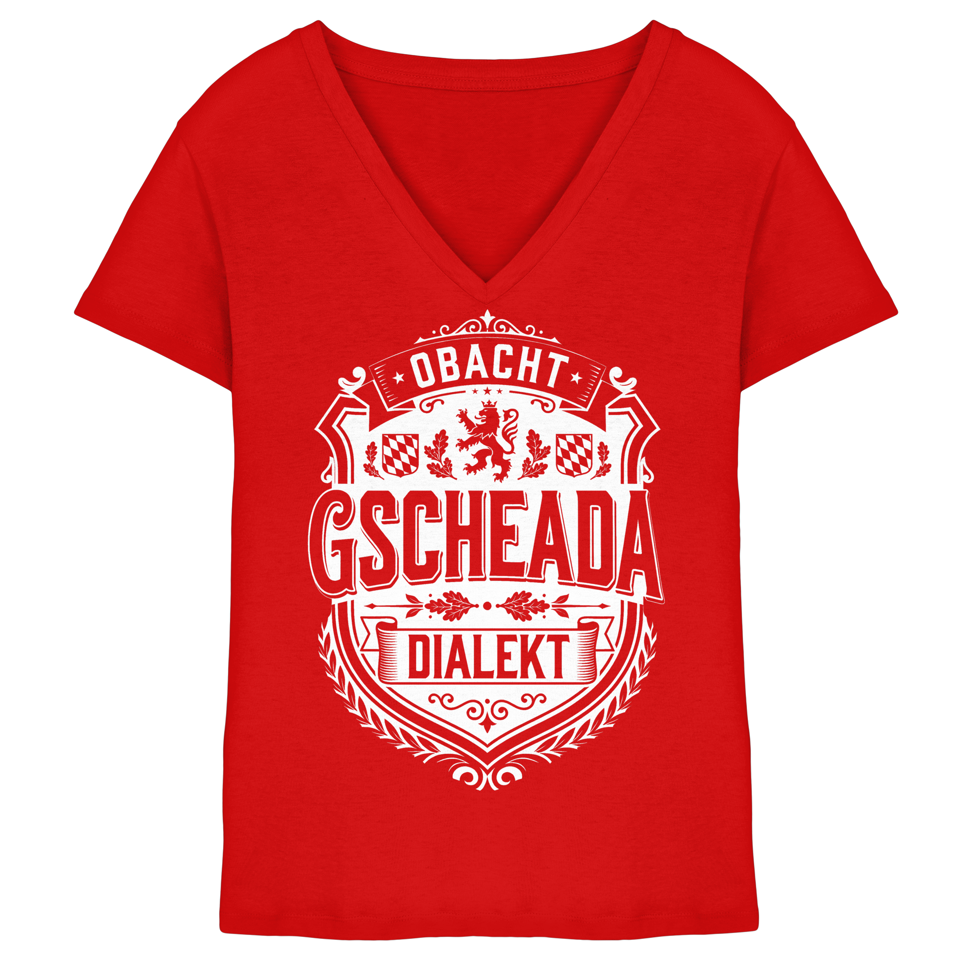 OBACHT GSCHEADA DIALEKT - Ladies V-Neck Shirt - BayrischerHumor