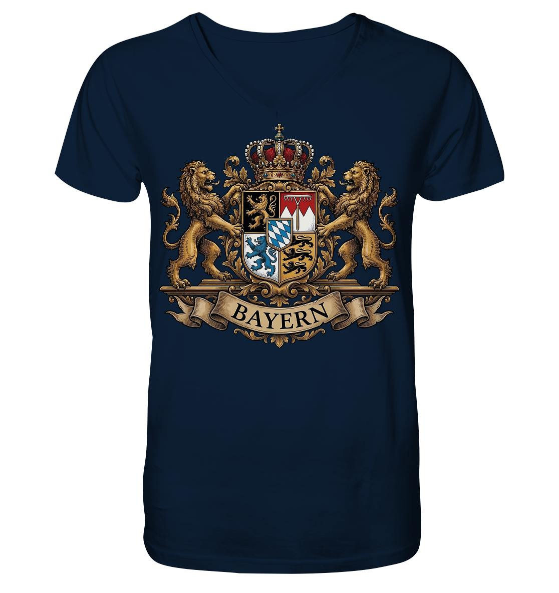 BAYERN - Mens Organic V-Neck Shirt - BayrischerHumor