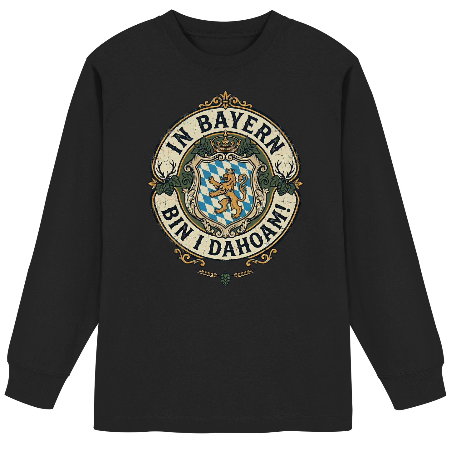 IN BAYERN BIN I DAHOAM! - Organic Heavy Oversized Longsleeve T-Shirt - BayrischerHumor