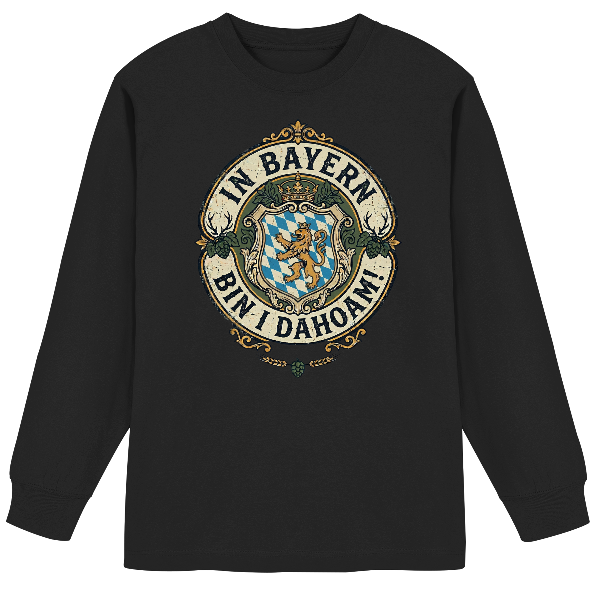 IN BAYERN BIN I DAHOAM! - Organic Heavy Oversized Longsleeve T-Shirt - BayrischerHumor
