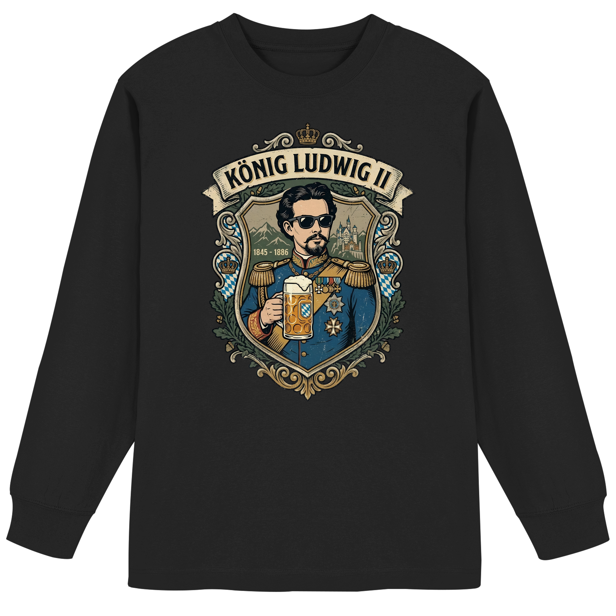 KÖNIG LUDWIG II - Organic Heavy Oversized Longsleeve T-Shirt - BayrischerHumor