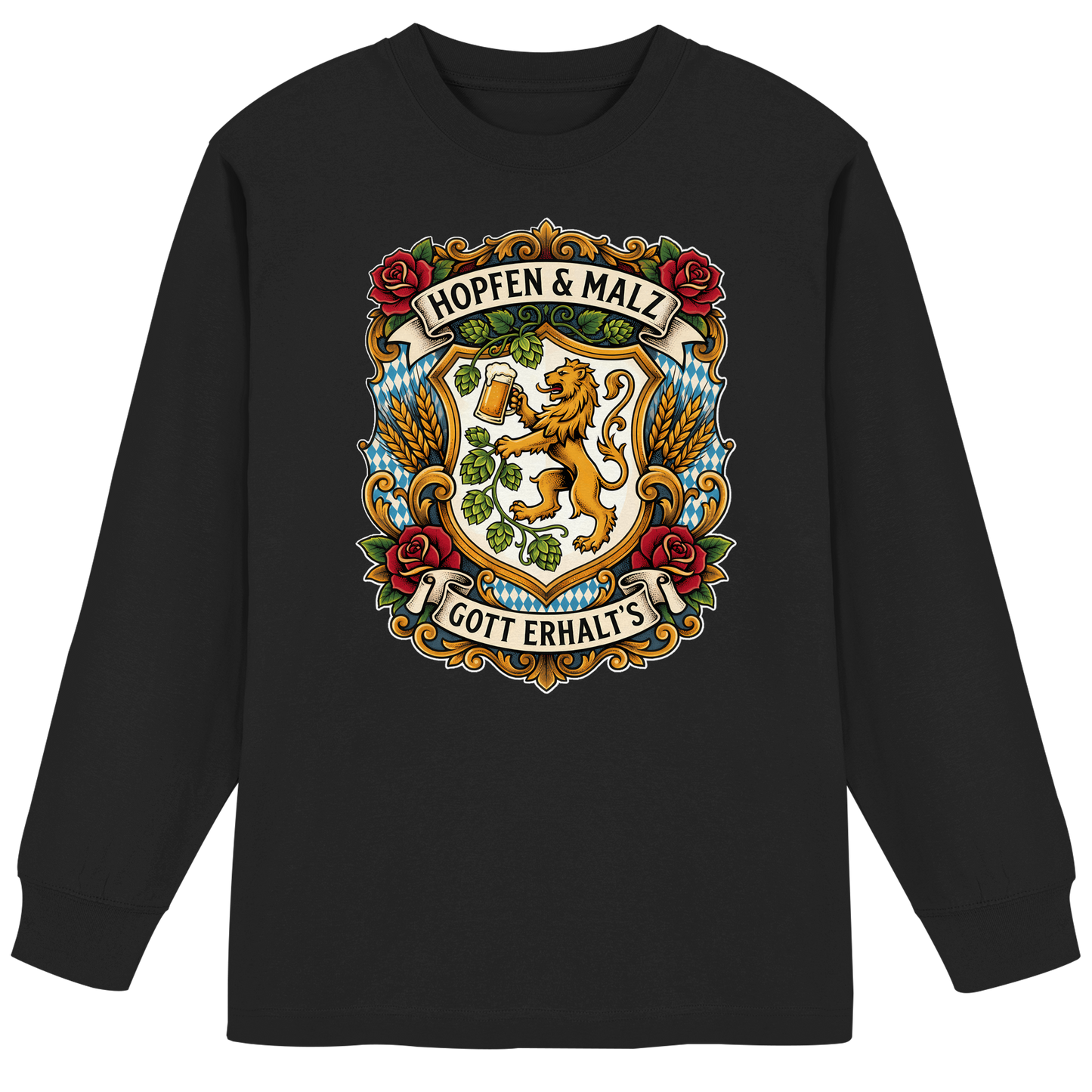 HOPFEN & MALZ - GOTT ERHALT`S - Organic Heavy Oversized Longsleeve T-Shirt - BayrischerHumor
