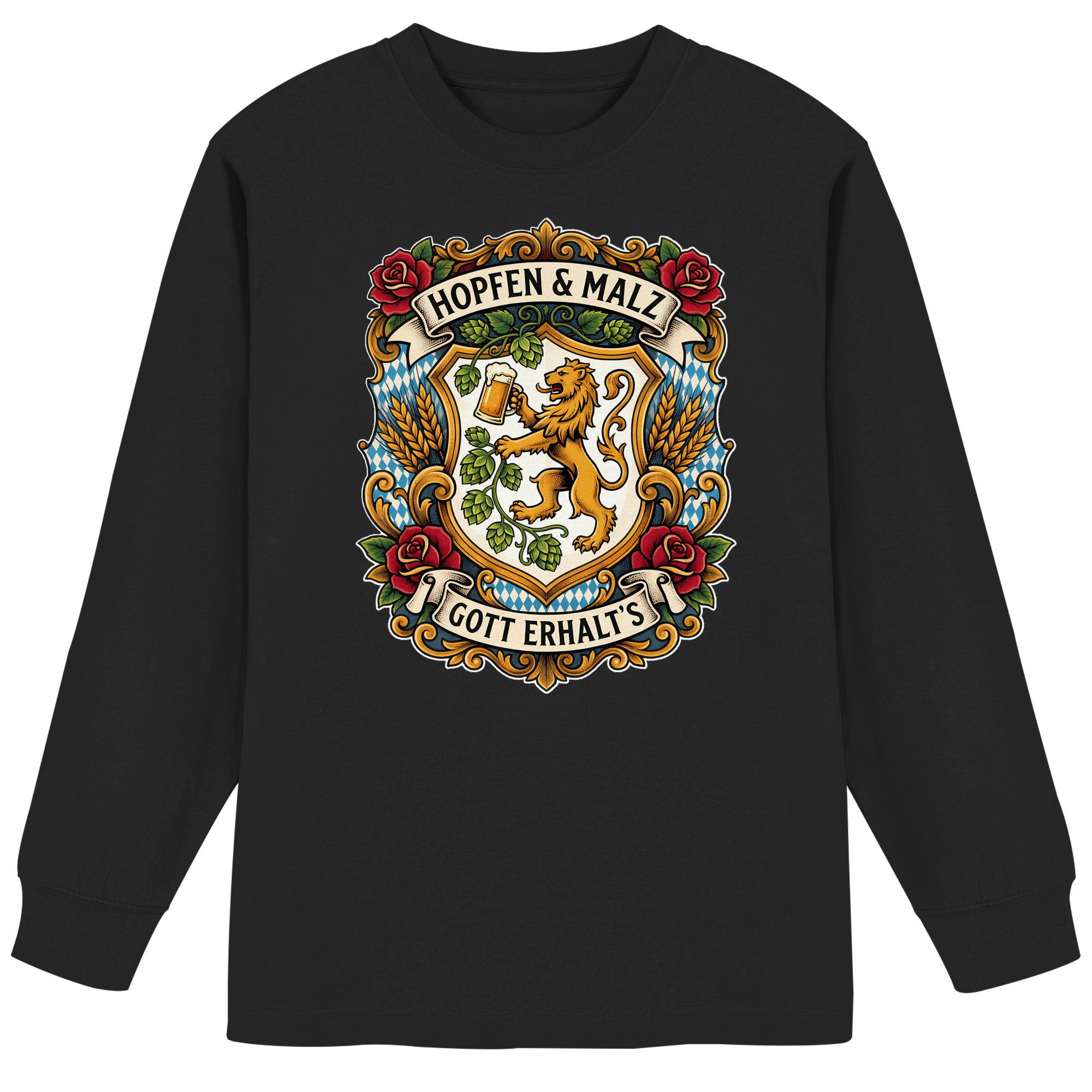 HOPFEN & MALZ - GOTT ERHALT`S - Organic Heavy Oversized Longsleeve T-Shirt - BayrischerHumor
