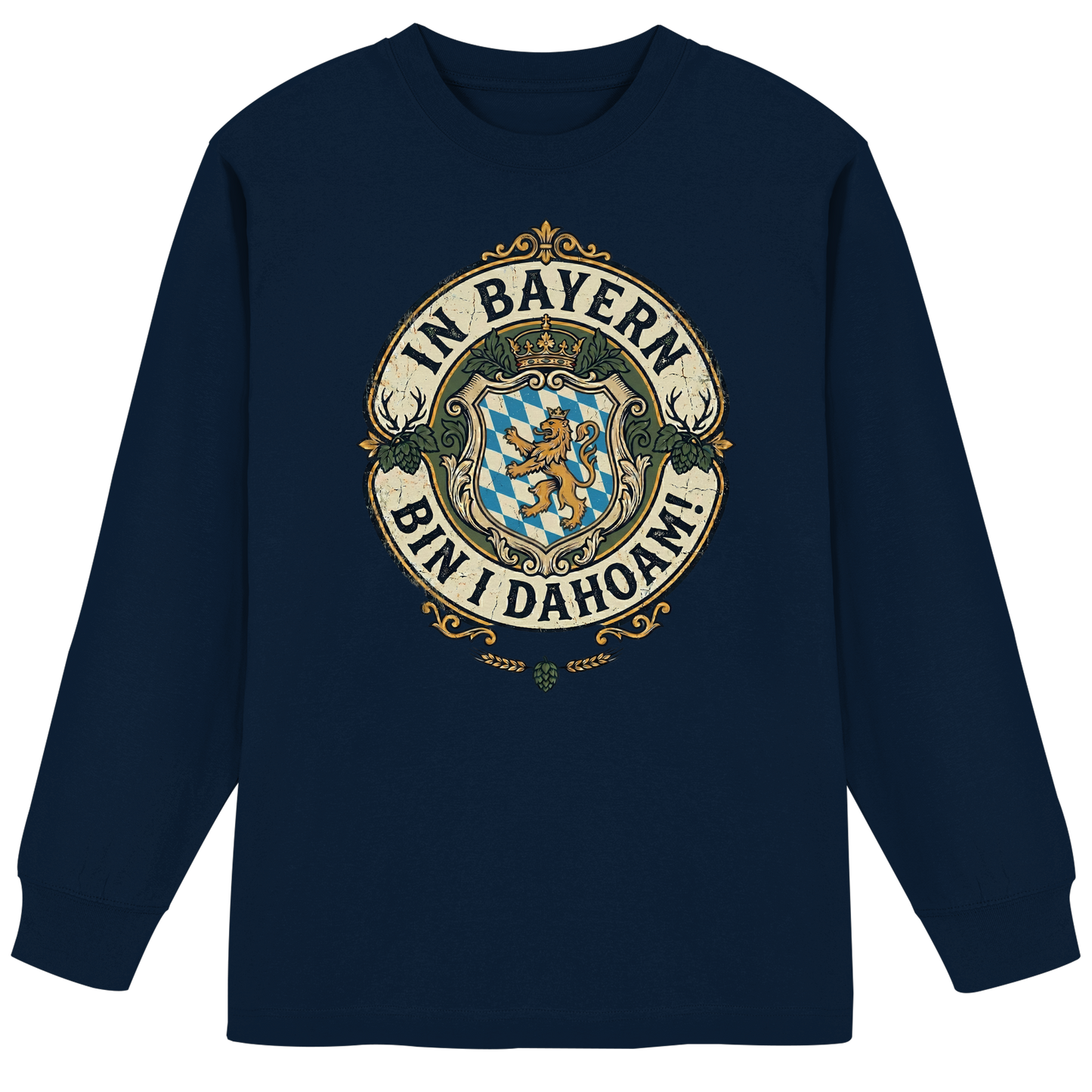 IN BAYERN BIN I DAHOAM! - Organic Heavy Oversized Longsleeve T-Shirt - BayrischerHumor