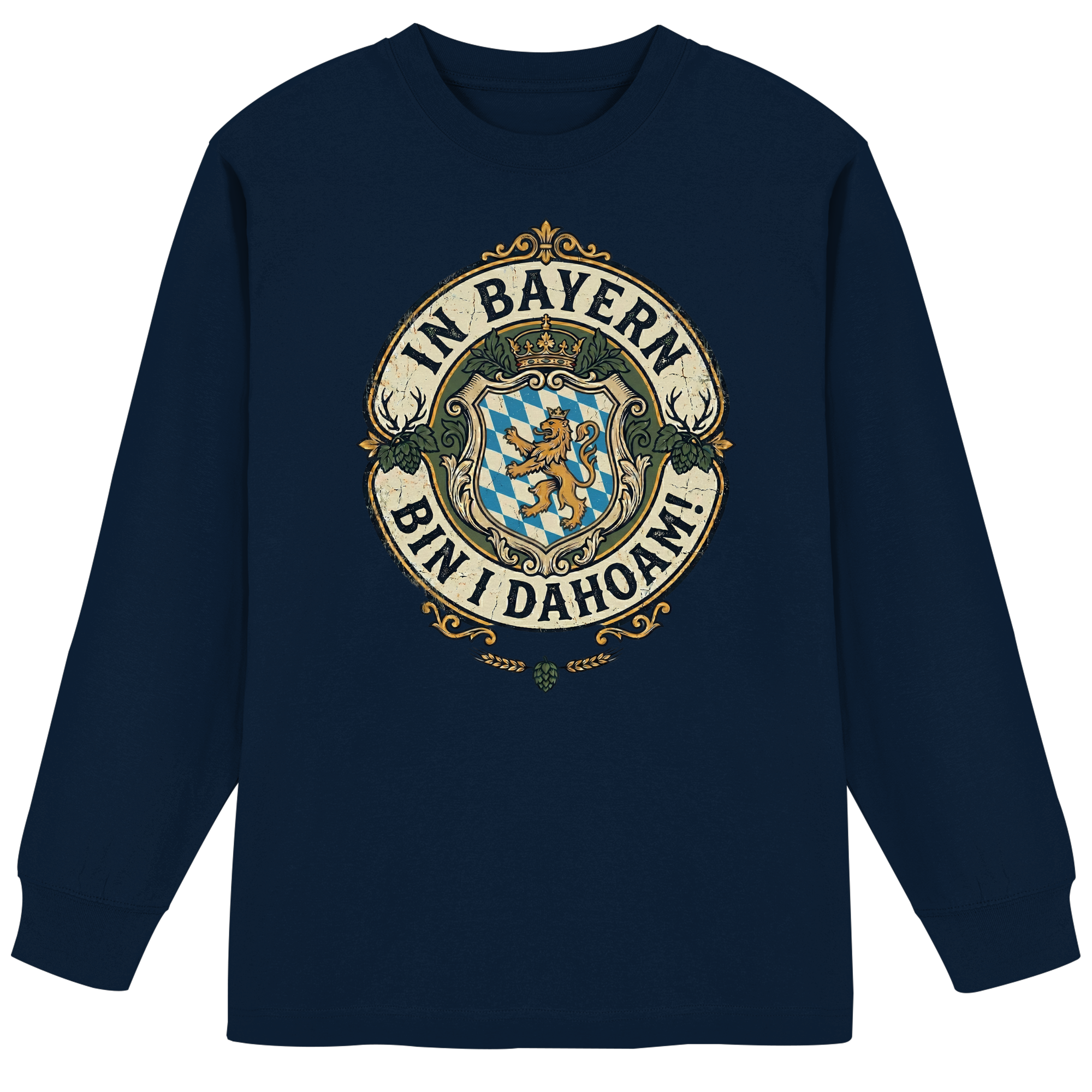 IN BAYERN BIN I DAHOAM! - Organic Heavy Oversized Longsleeve T-Shirt - BayrischerHumor