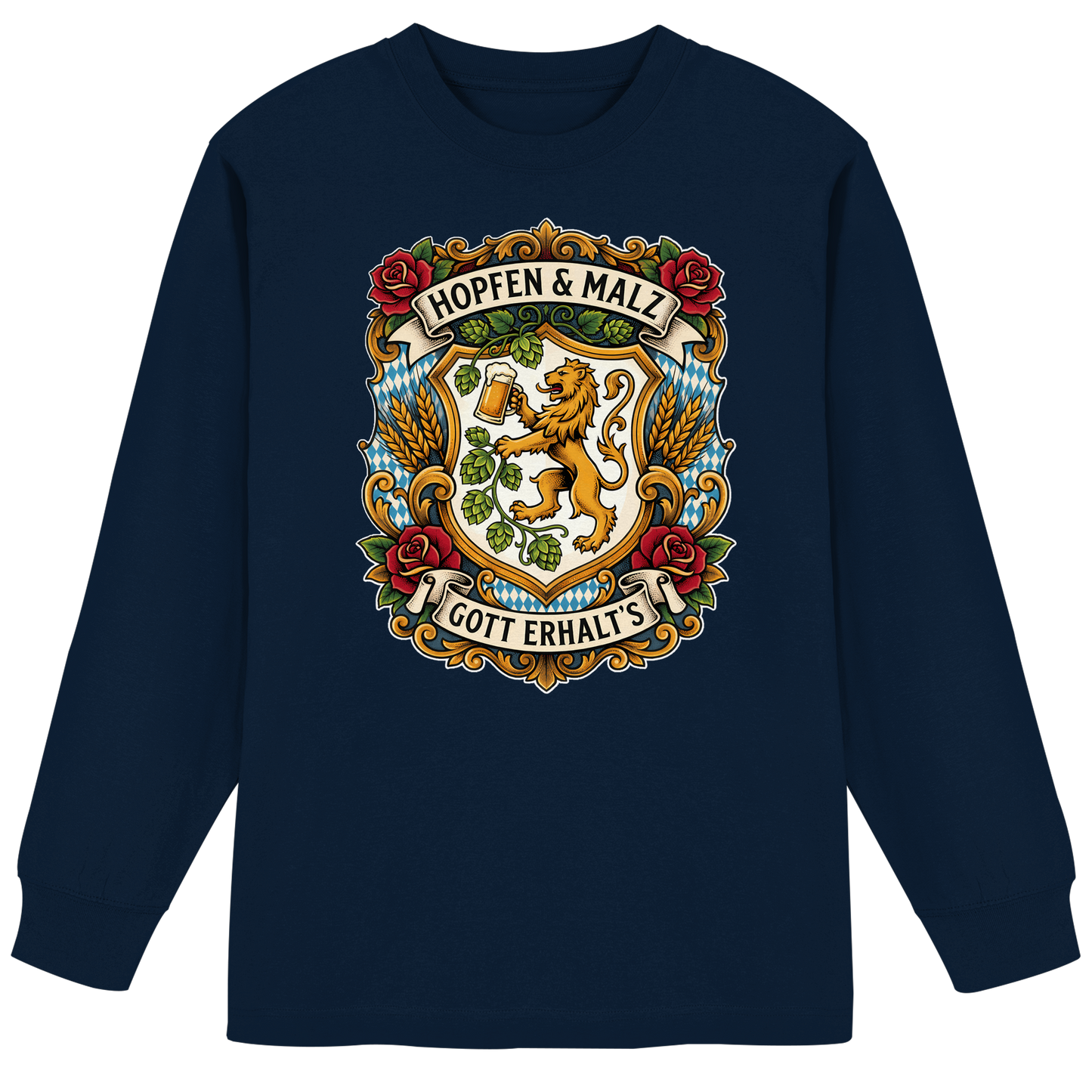 HOPFEN & MALZ - GOTT ERHALT`S - Organic Heavy Oversized Longsleeve T-Shirt - BayrischerHumor