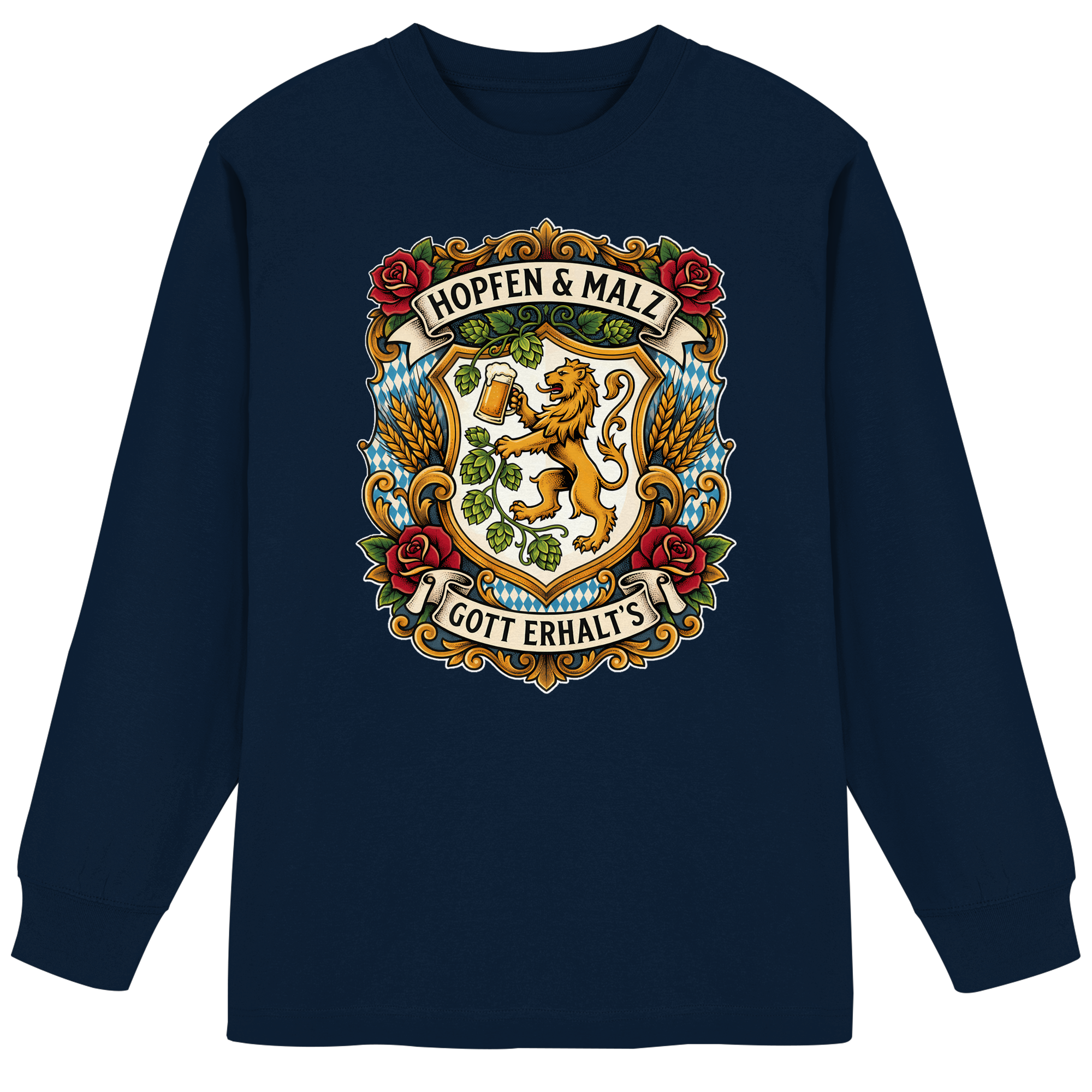 HOPFEN & MALZ - GOTT ERHALT`S - Organic Heavy Oversized Longsleeve T-Shirt - BayrischerHumor