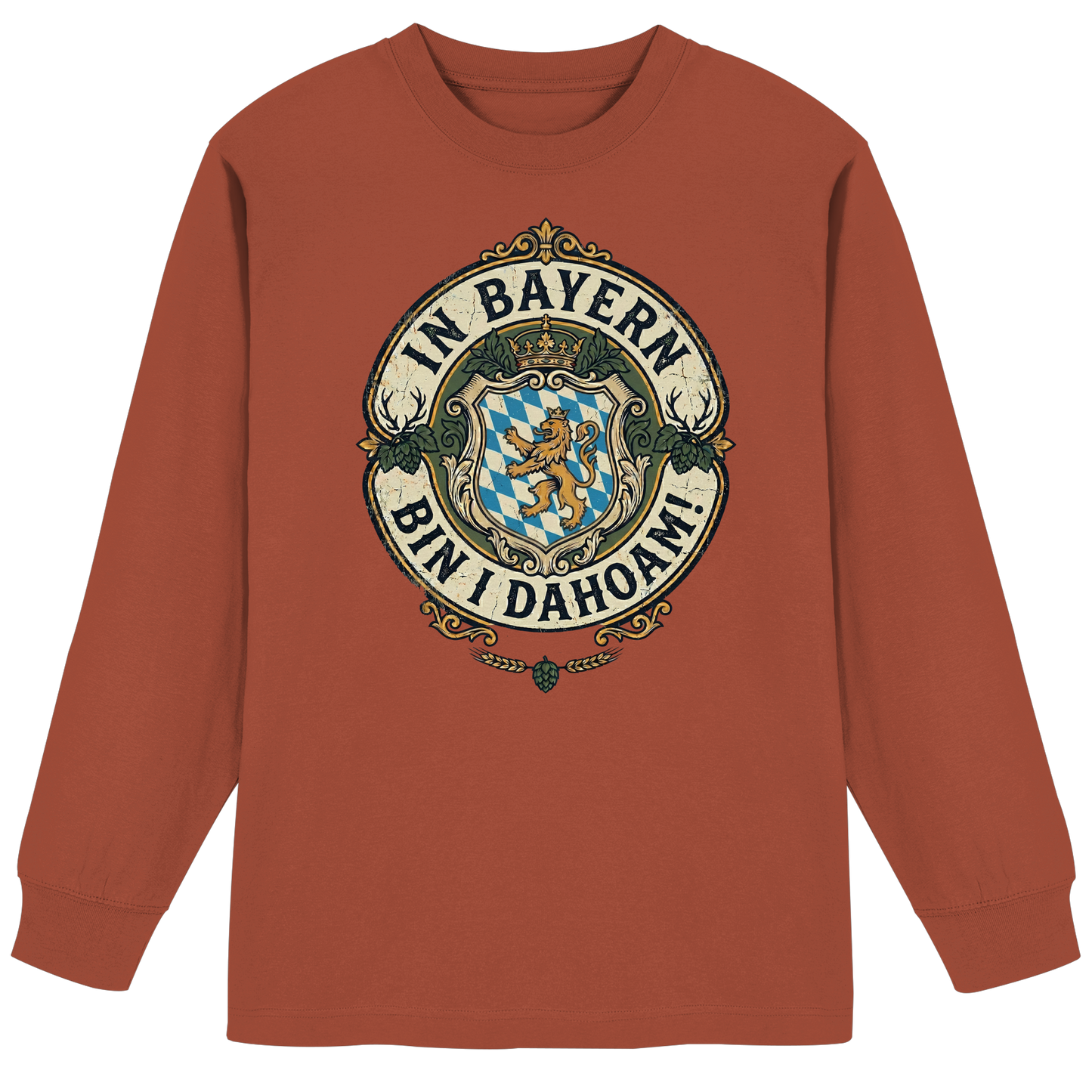 IN BAYERN BIN I DAHOAM! - Organic Heavy Oversized Longsleeve T-Shirt - BayrischerHumor