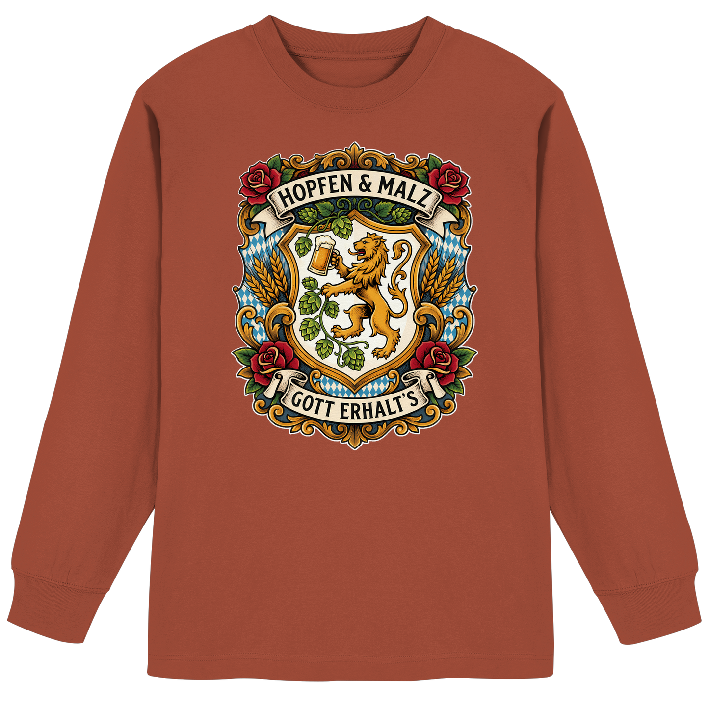 HOPFEN & MALZ - GOTT ERHALT`S - Organic Heavy Oversized Longsleeve T-Shirt - BayrischerHumor