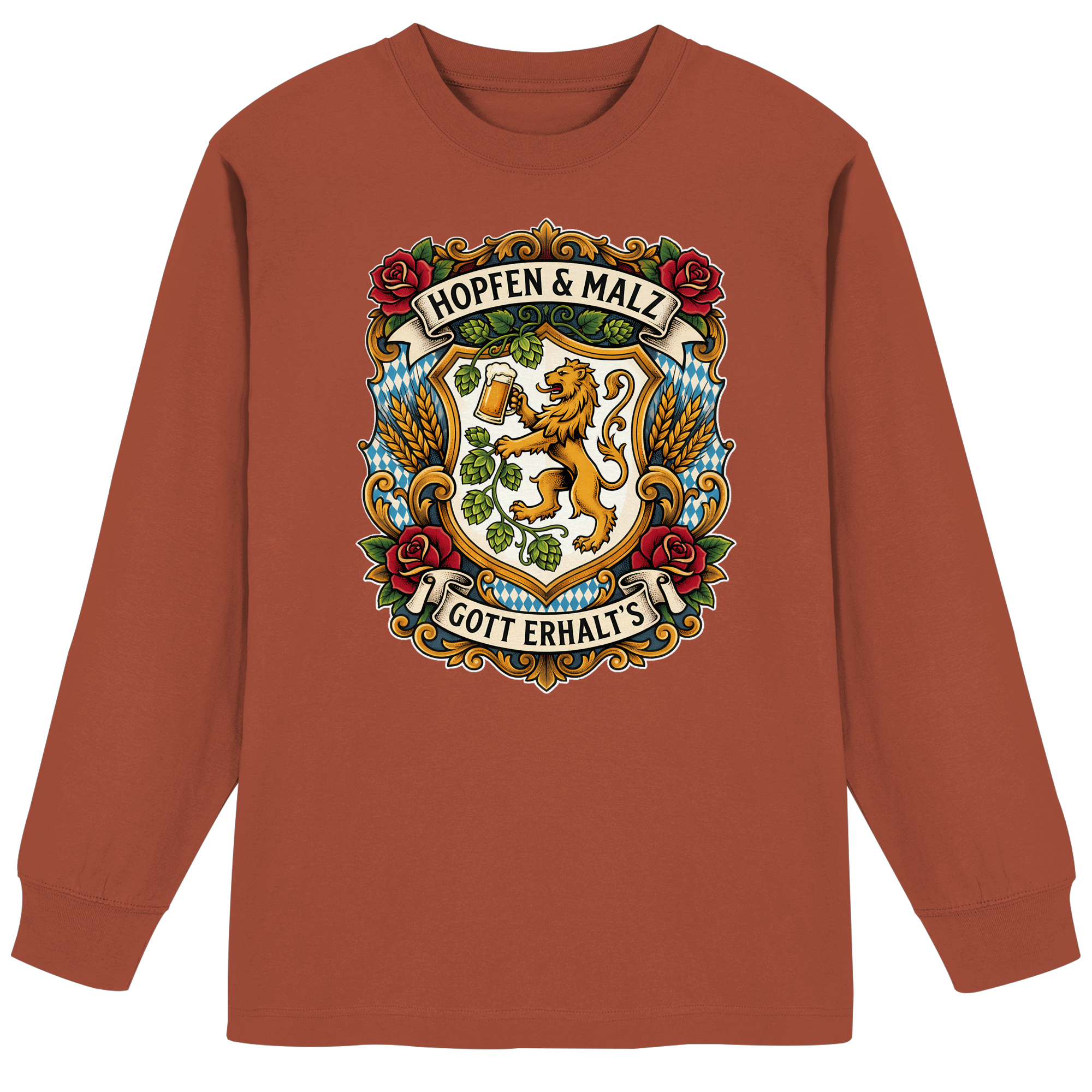 HOPFEN & MALZ - GOTT ERHALT`S - Organic Heavy Oversized Longsleeve T-Shirt - BayrischerHumor