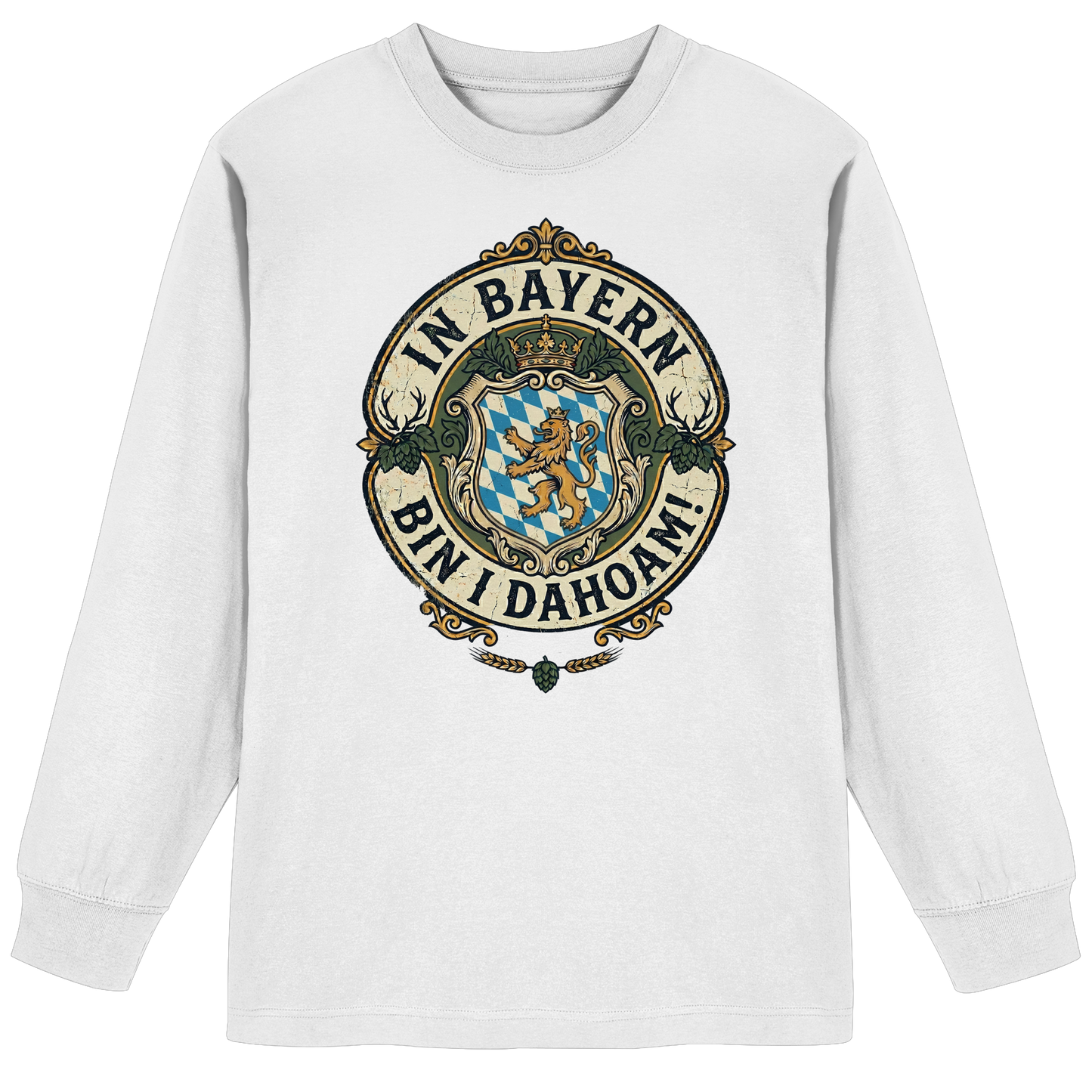 IN BAYERN BIN I DAHOAM! - Organic Heavy Oversized Longsleeve T-Shirt - BayrischerHumor