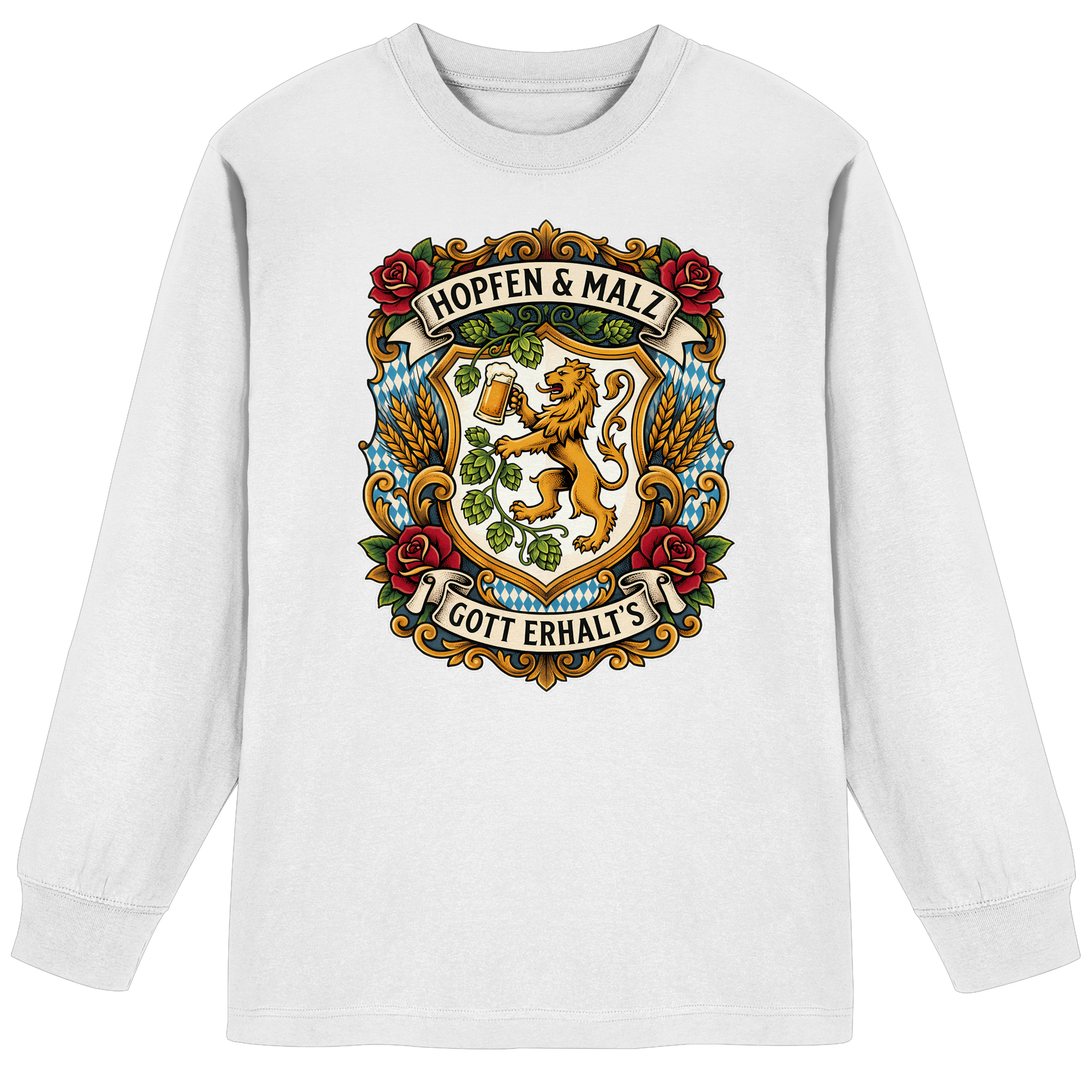HOPFEN & MALZ - GOTT ERHALT`S - Organic Heavy Oversized Longsleeve T-Shirt - BayrischerHumor