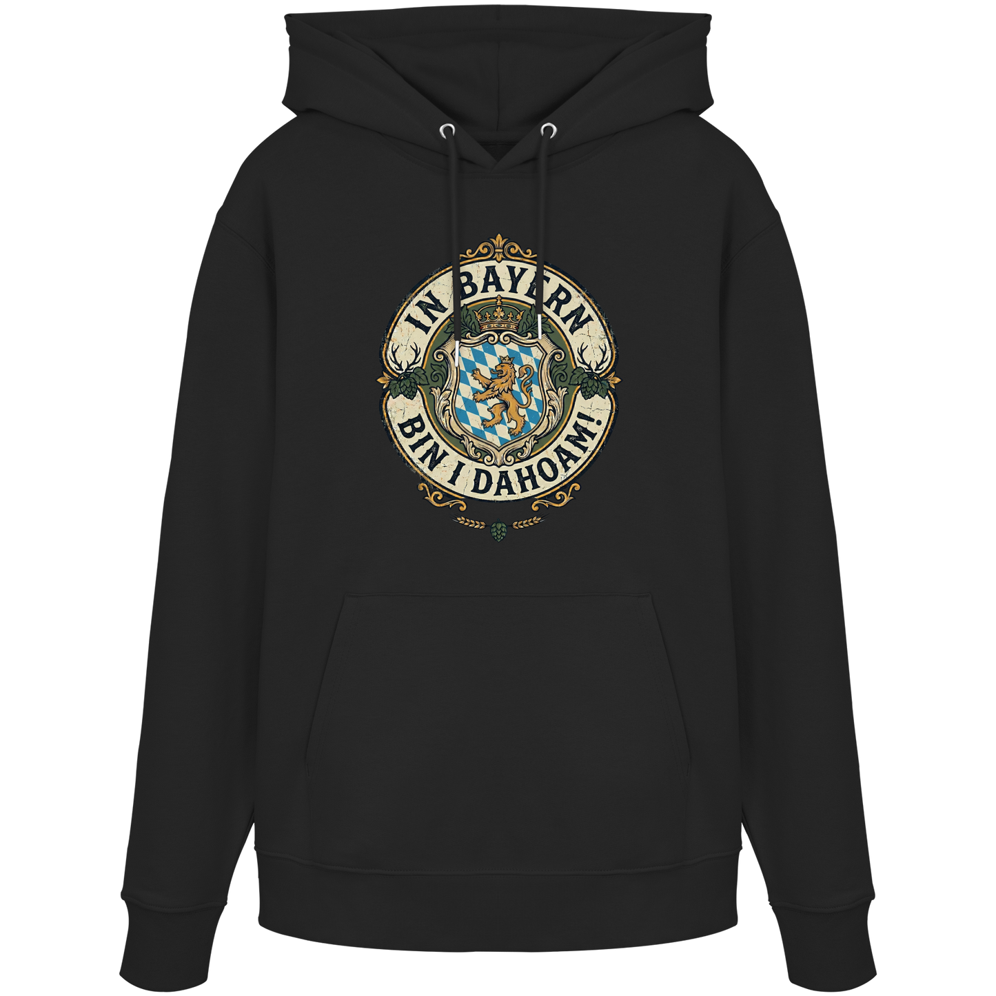 IN BAYERN BIN I DAHOAM! - Organic Hoodie - BayrischerHumor