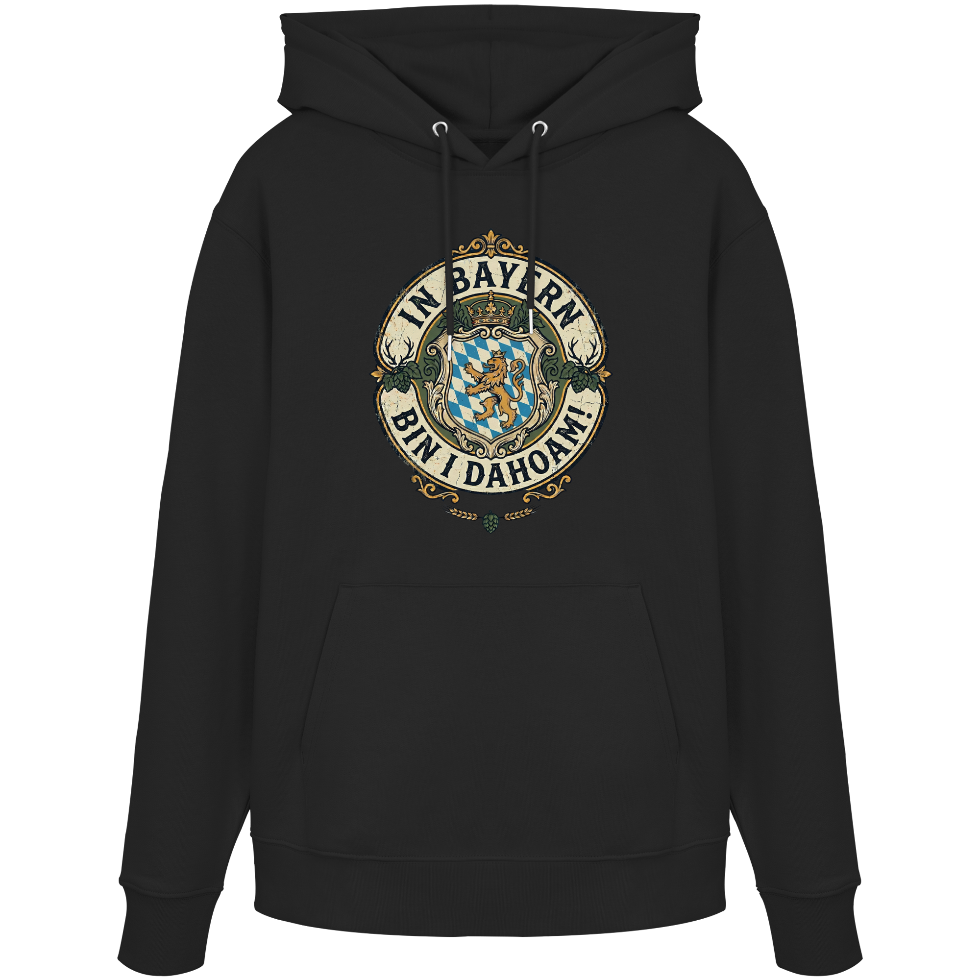 IN BAYERN BIN I DAHOAM! - Organic Hoodie - BayrischerHumor