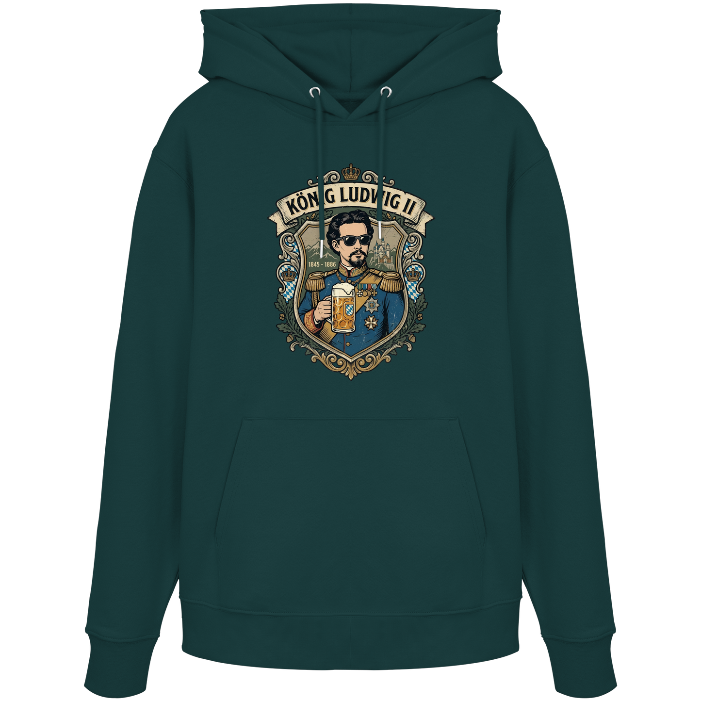 KÖNIG LUDWIG II - Organic Hoodie - BayrischerHumor