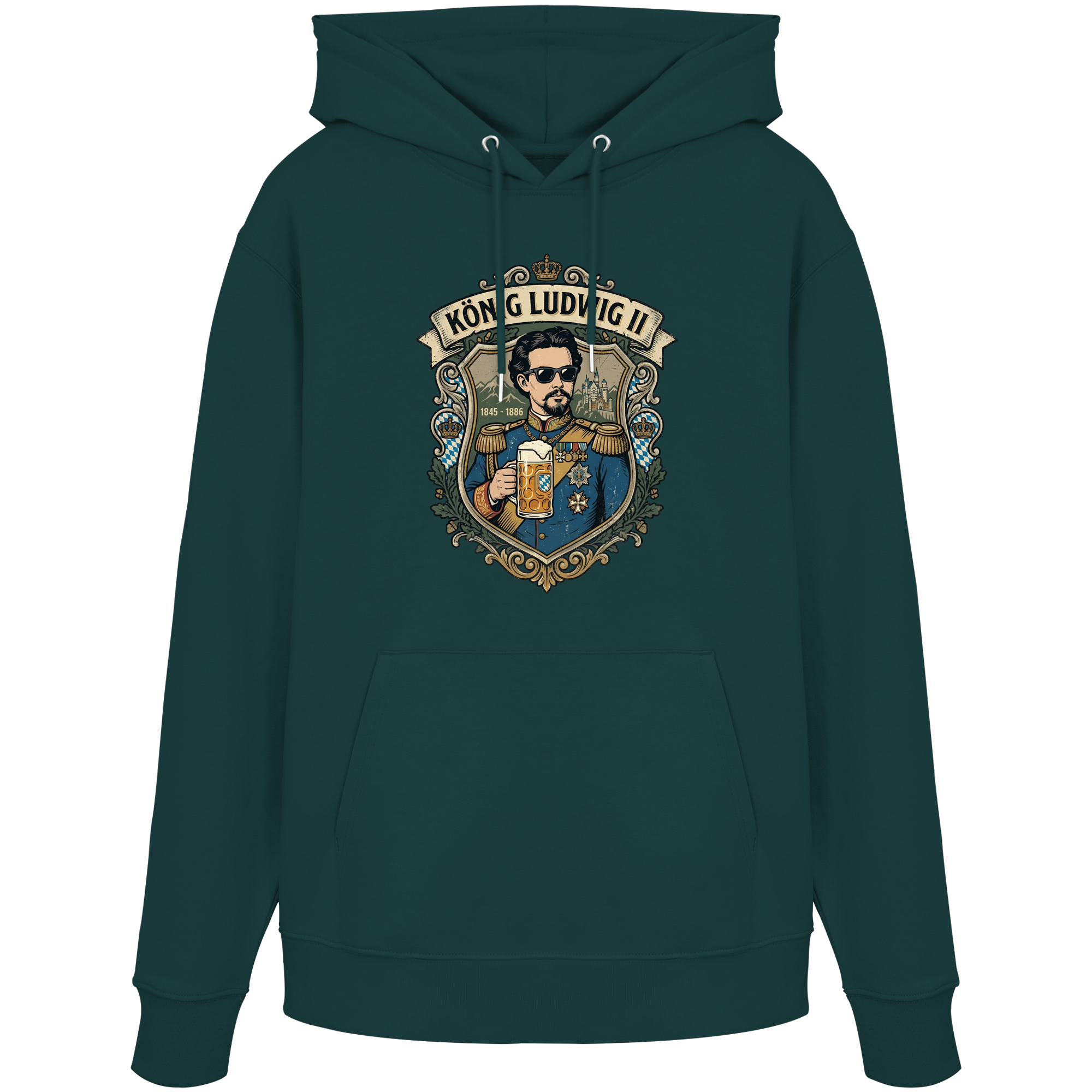 KÖNIG LUDWIG II - Organic Hoodie - BayrischerHumor