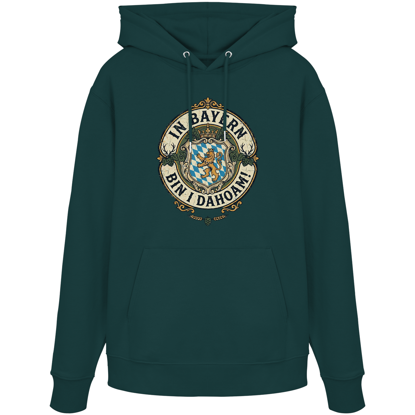 IN BAYERN BIN I DAHOAM! - Organic Hoodie - BayrischerHumor