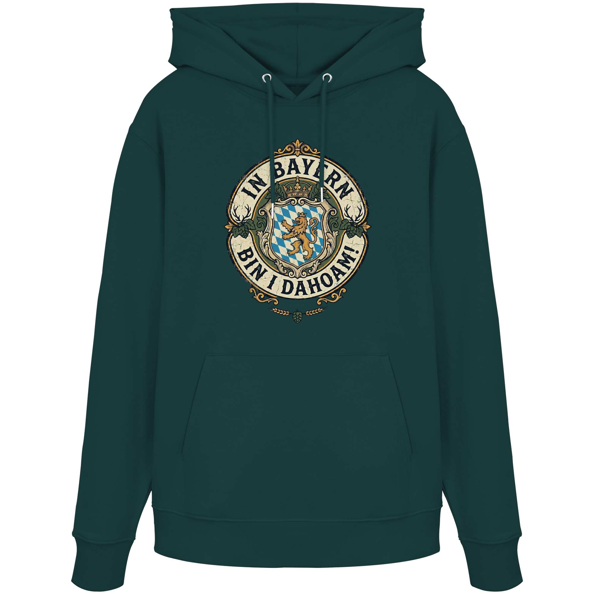 IN BAYERN BIN I DAHOAM! - Organic Hoodie - BayrischerHumor