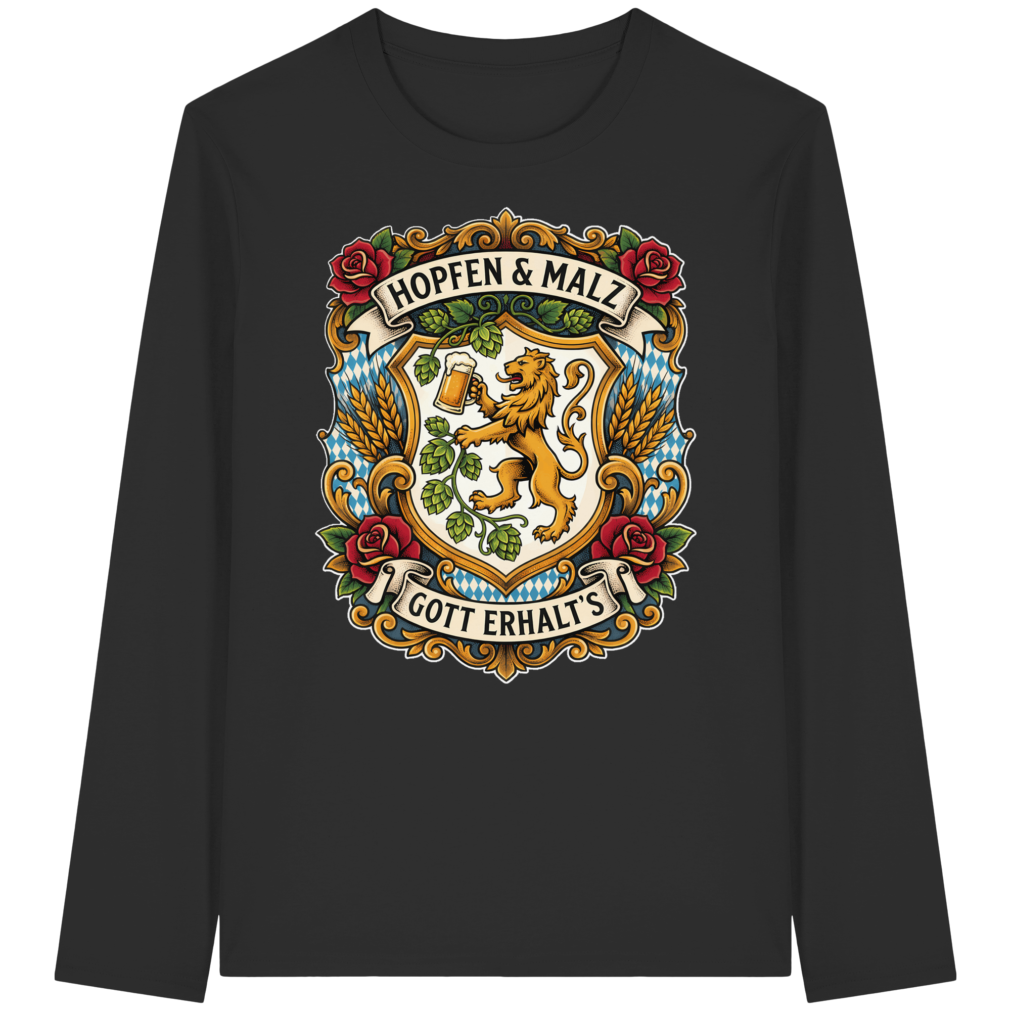 HOPFEN & MALZ - GOTT ERHALT`S - Organic Longsleeve T-Shirt - BayrischerHumor