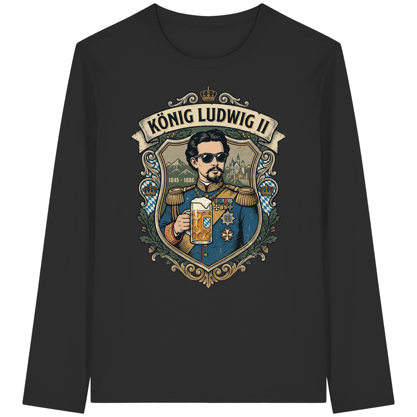 KÖNIG LUDWIG II - Organic Longsleeve T-Shirt - BayrischerHumor