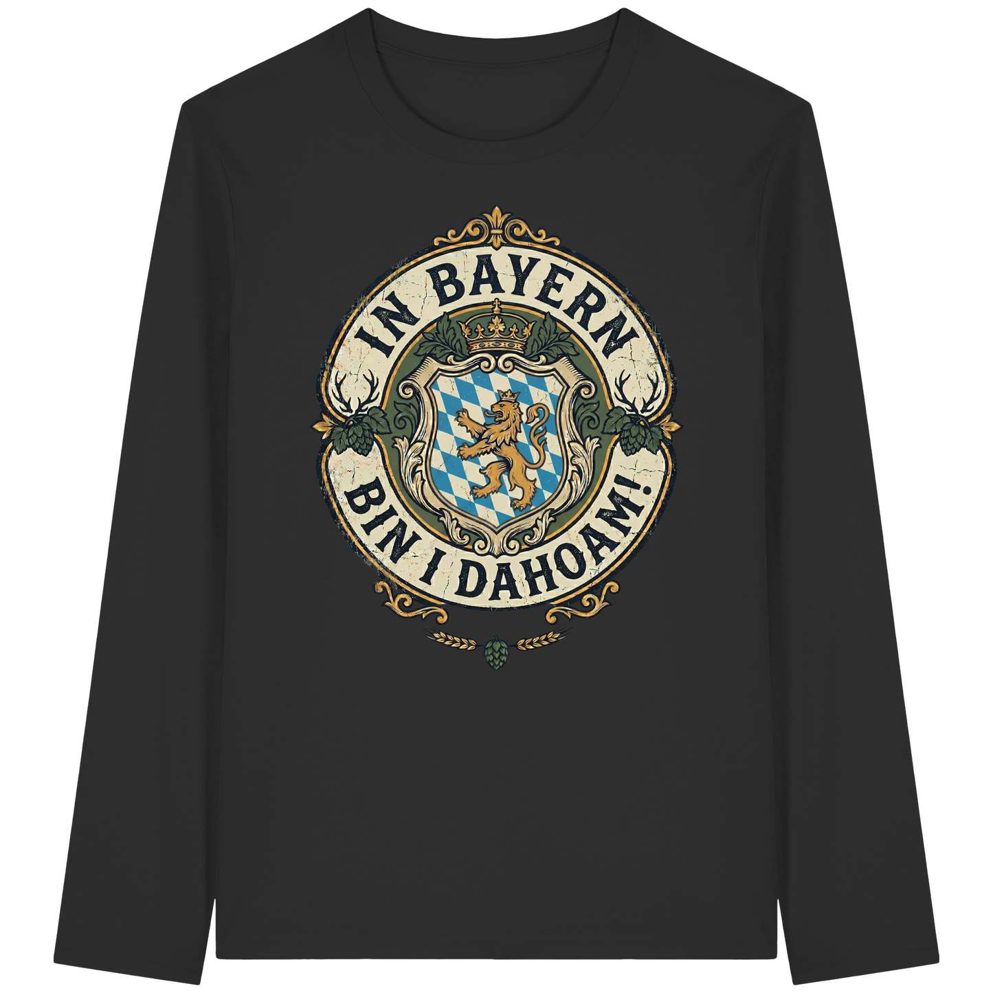 IN BAYERN BIN I DAHOAM! - Organic Longsleeve T-Shirt - BayrischerHumor