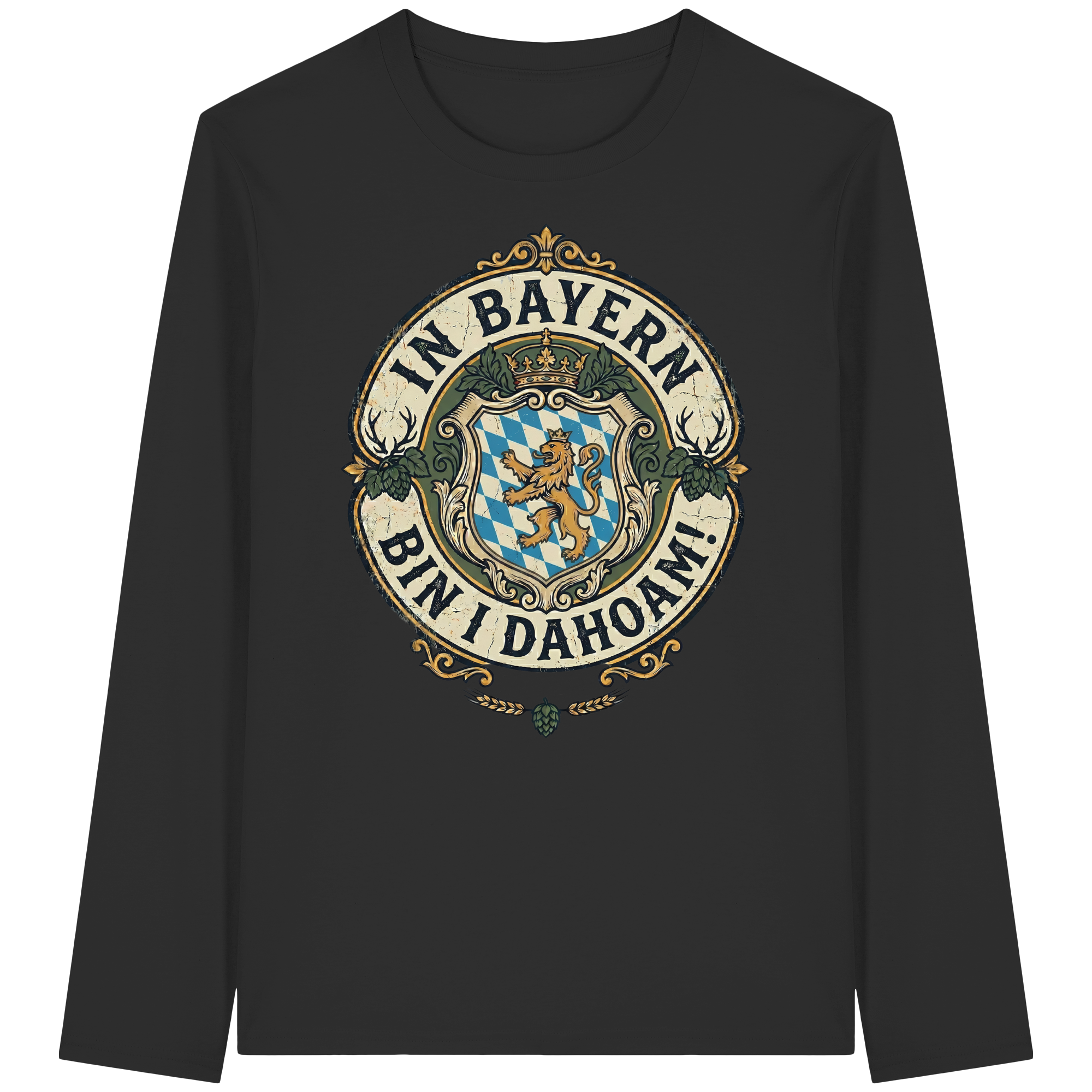 IN BAYERN BIN I DAHOAM! - Organic Longsleeve T-Shirt - BayrischerHumor