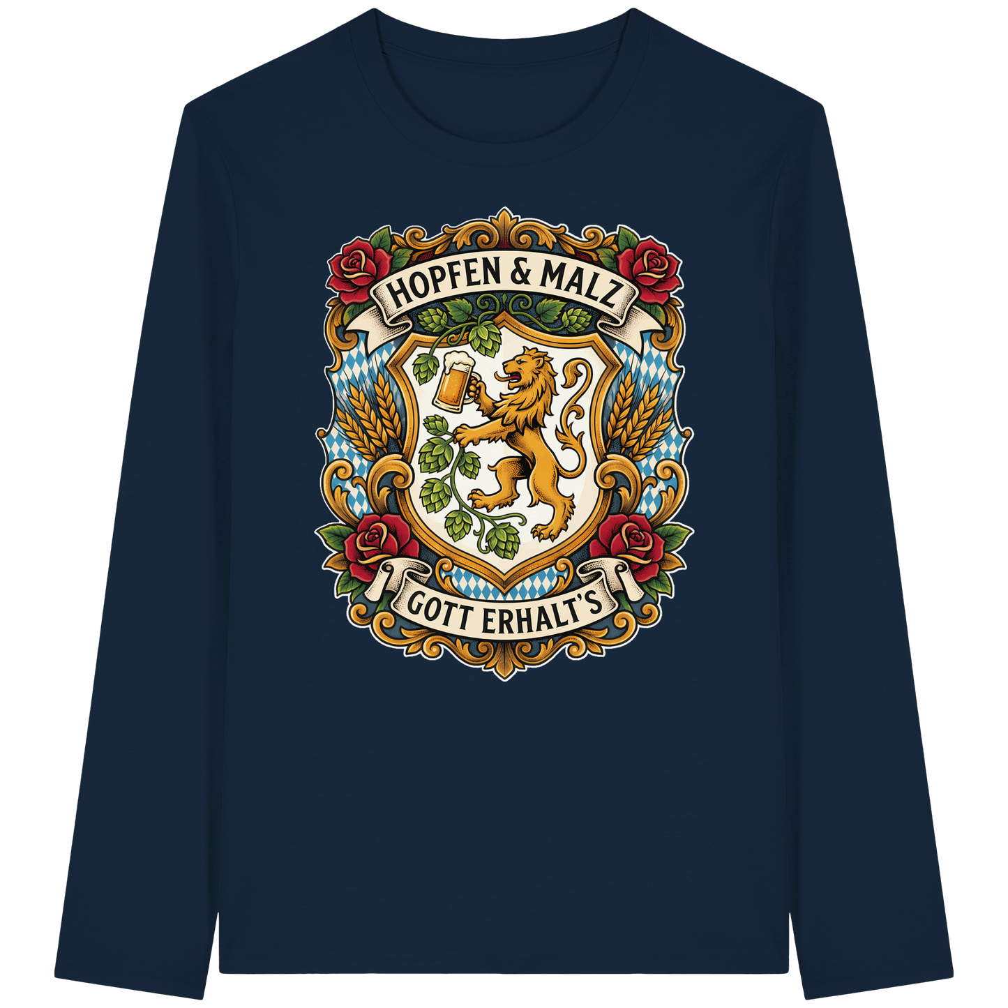 HOPFEN & MALZ - GOTT ERHALT`S - Organic Longsleeve T-Shirt - BayrischerHumor