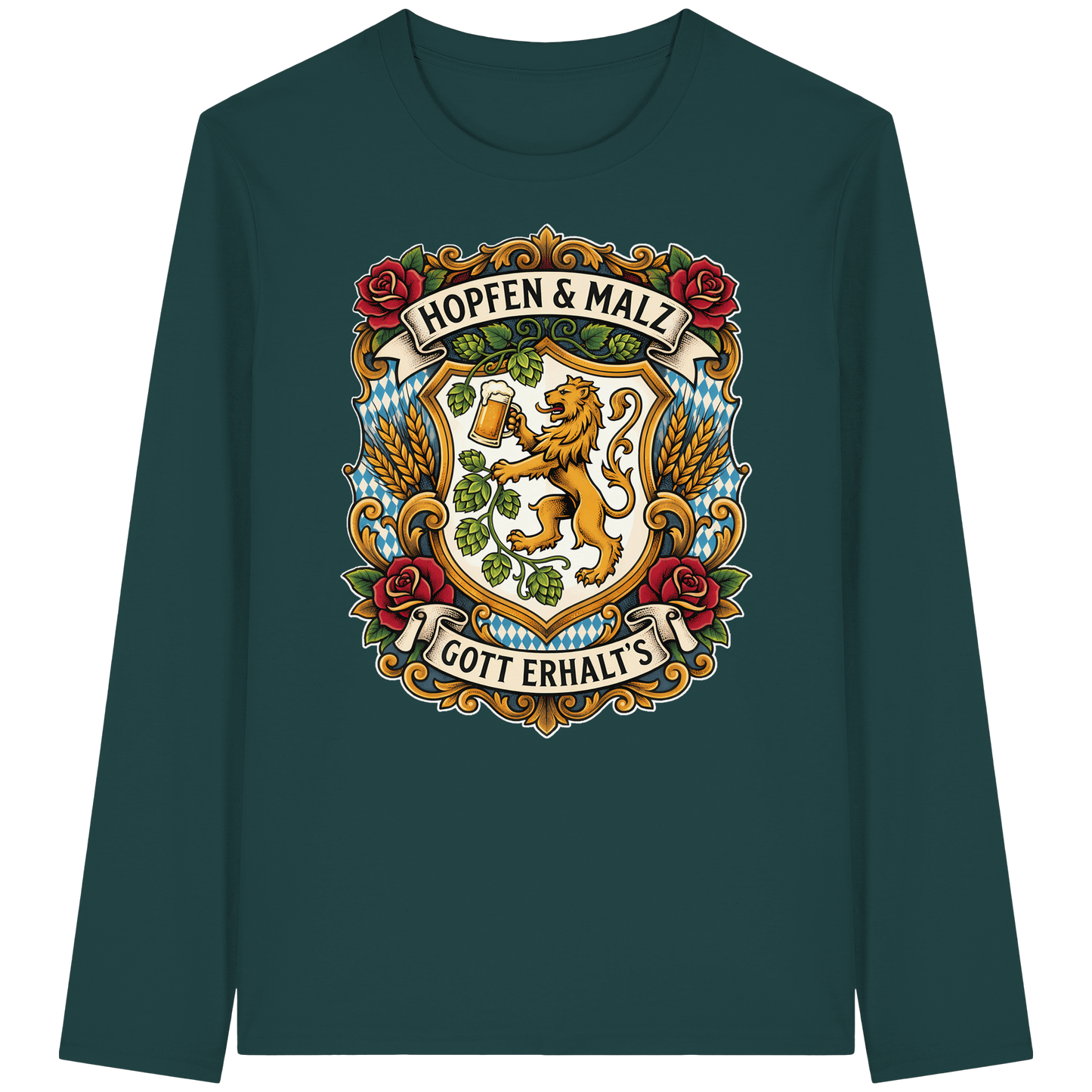 HOPFEN & MALZ - GOTT ERHALT`S - Organic Longsleeve T-Shirt - BayrischerHumor