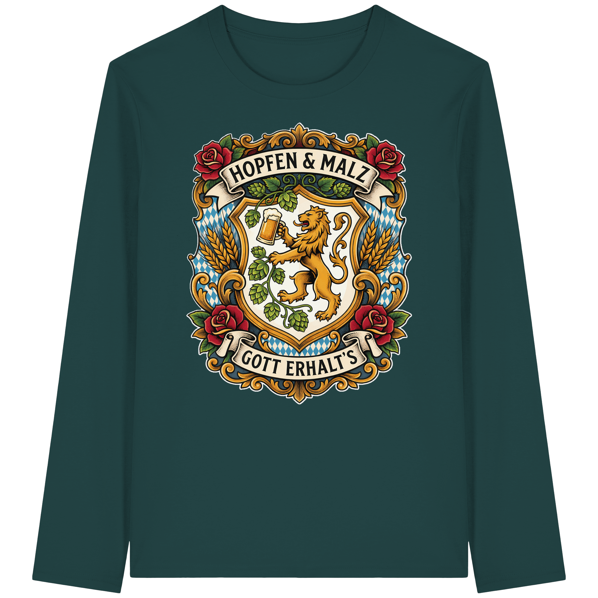 HOPFEN & MALZ - GOTT ERHALT`S - Organic Longsleeve T-Shirt - BayrischerHumor