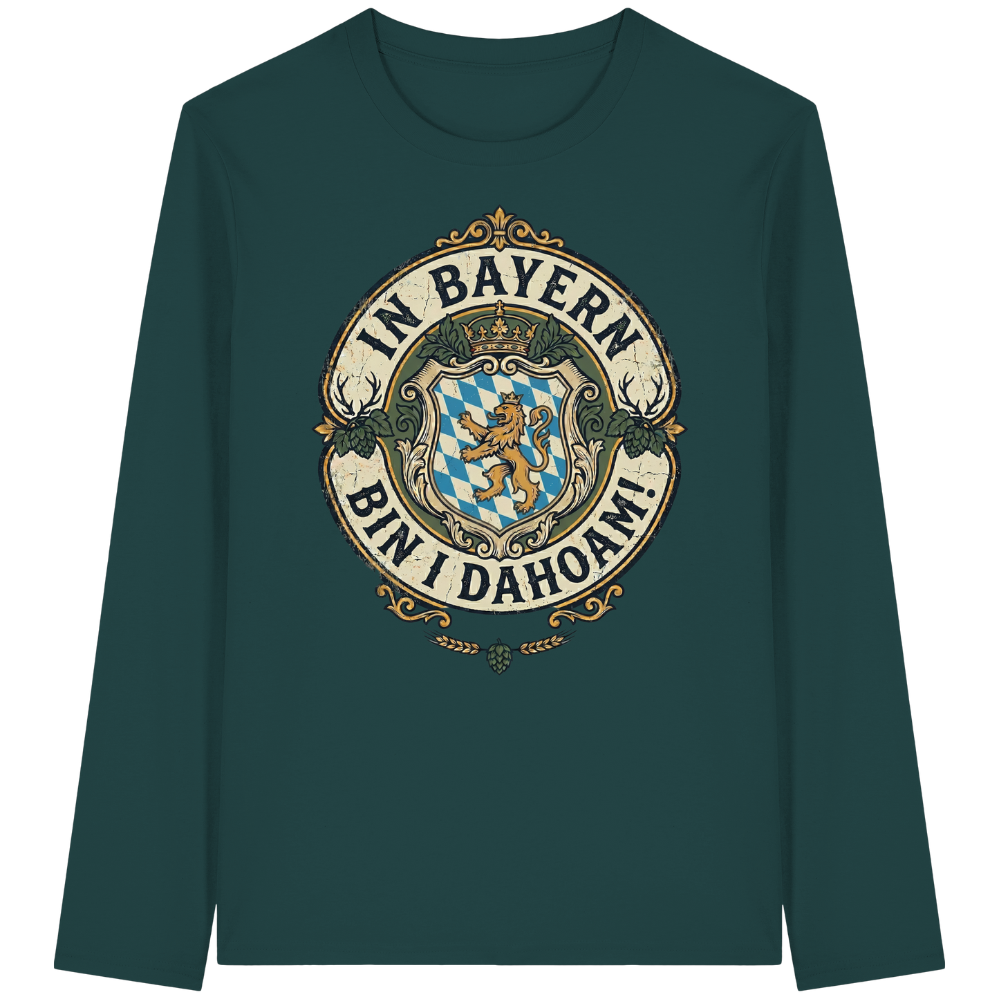 IN BAYERN BIN I DAHOAM! - Organic Longsleeve T-Shirt - BayrischerHumor