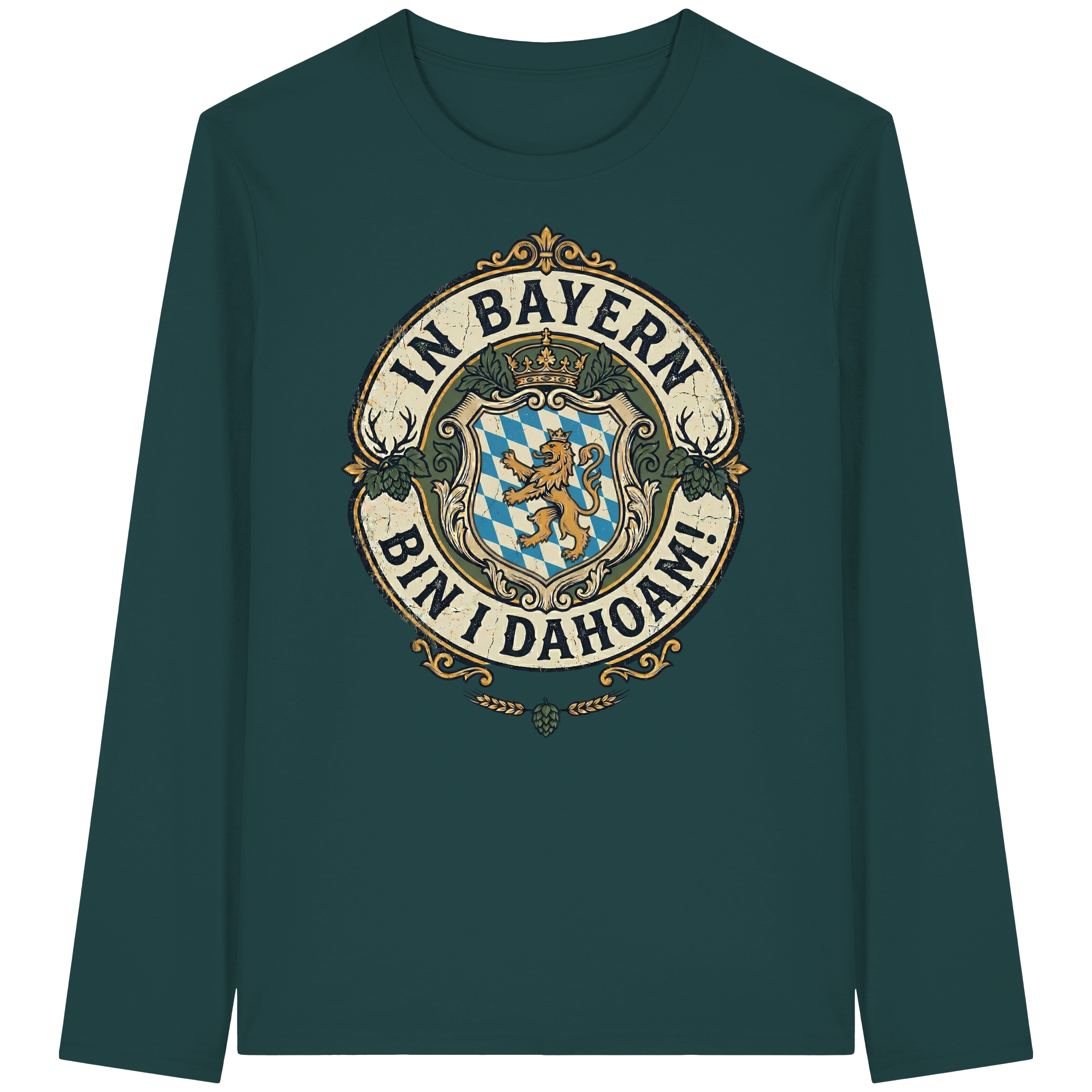 IN BAYERN BIN I DAHOAM! - Organic Longsleeve T-Shirt - BayrischerHumor