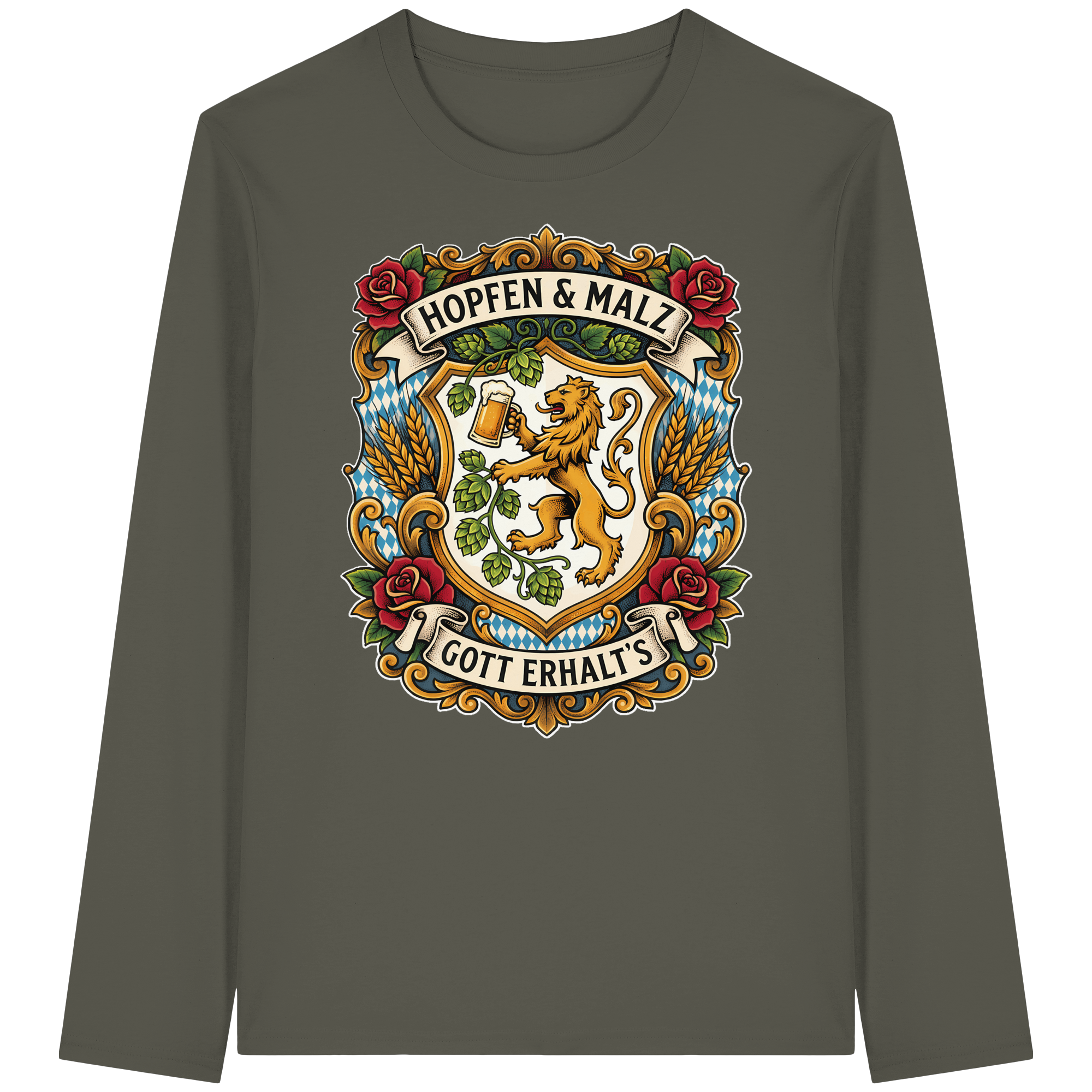 HOPFEN & MALZ - GOTT ERHALT`S - Organic Longsleeve T-Shirt - BayrischerHumor