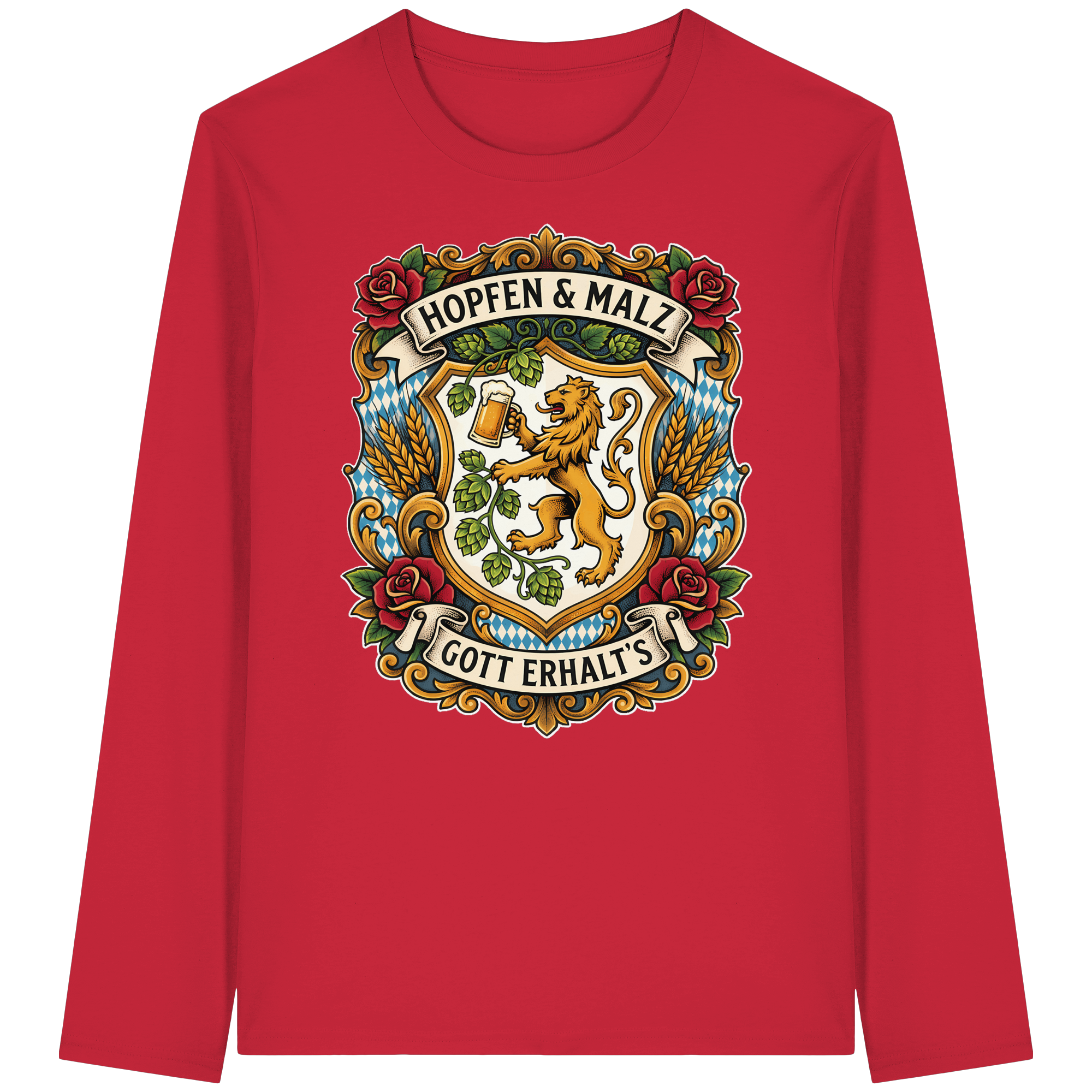 HOPFEN & MALZ - GOTT ERHALT`S - Organic Longsleeve T-Shirt - BayrischerHumor