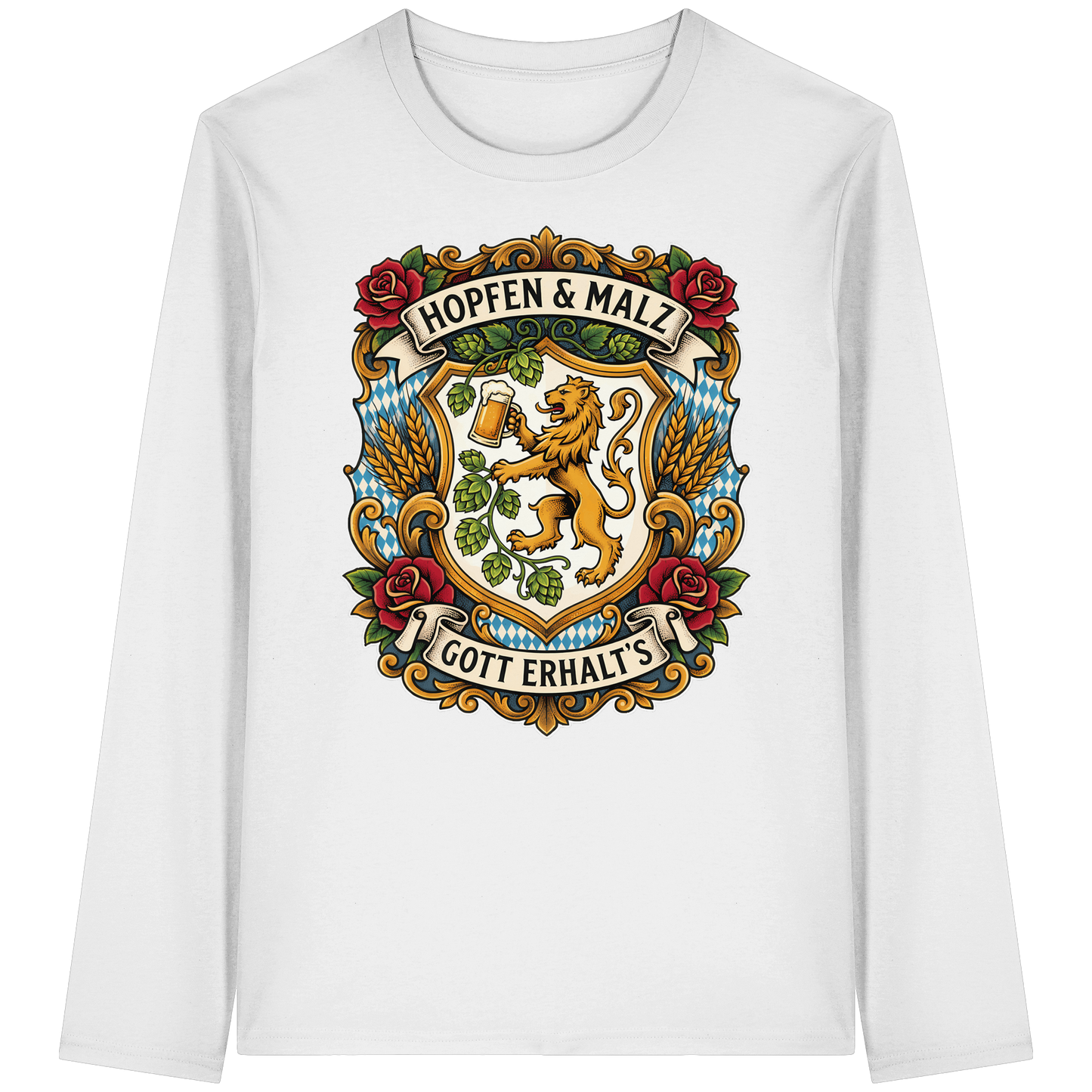 HOPFEN & MALZ - GOTT ERHALT`S - Organic Longsleeve T-Shirt - BayrischerHumor