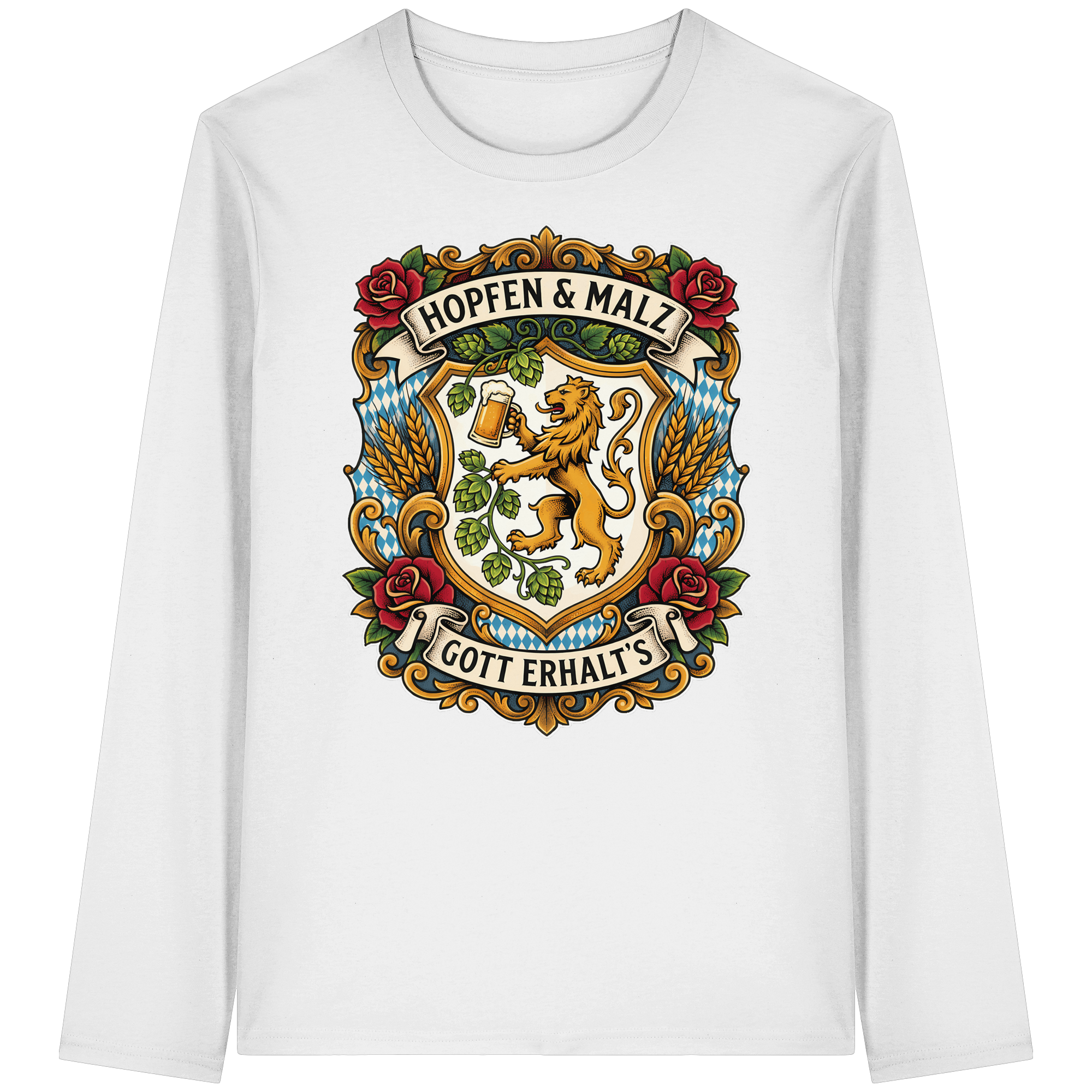 HOPFEN & MALZ - GOTT ERHALT`S - Organic Longsleeve T-Shirt - BayrischerHumor