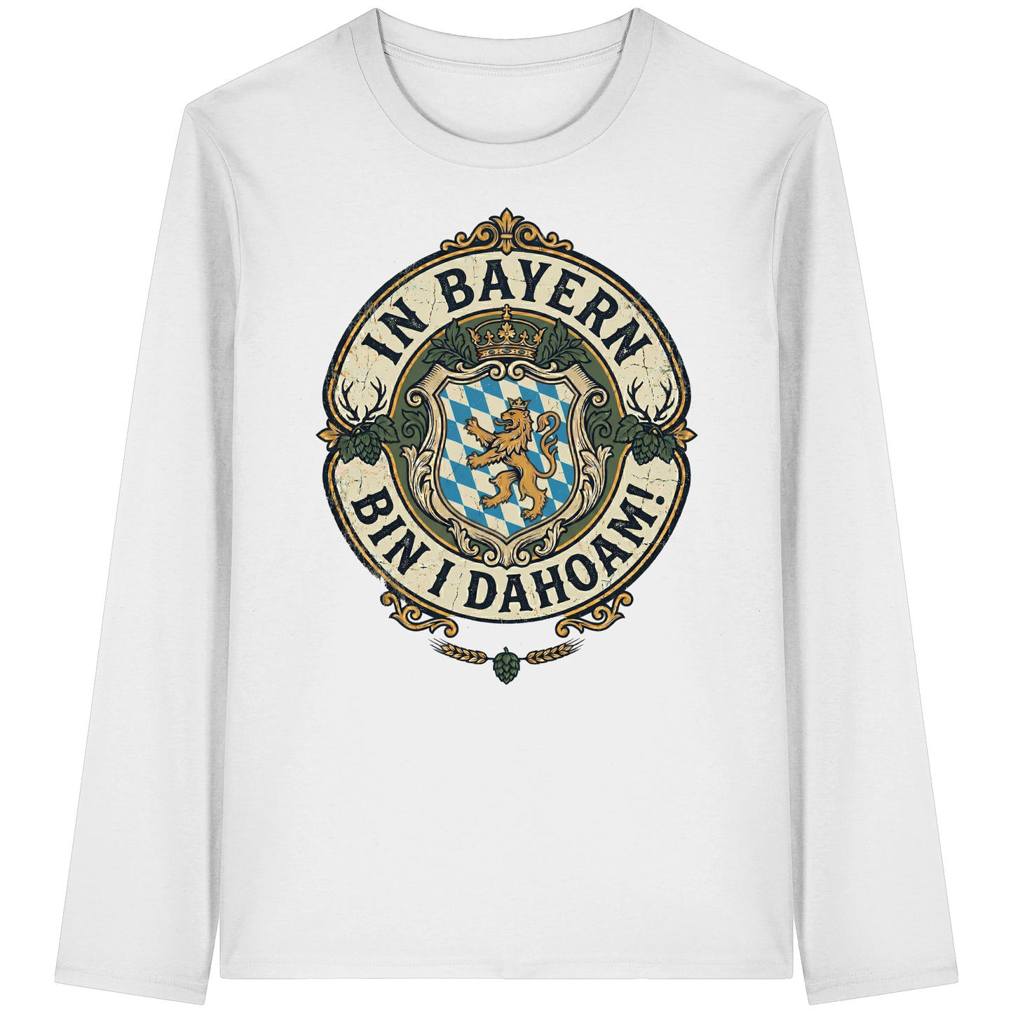 IN BAYERN BIN I DAHOAM! - Organic Longsleeve T-Shirt - BayrischerHumor